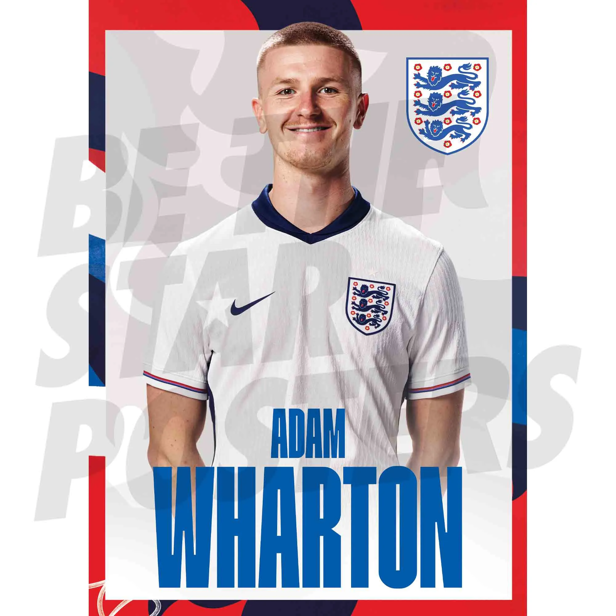 England Adam Wharton Headshot A3 Poster