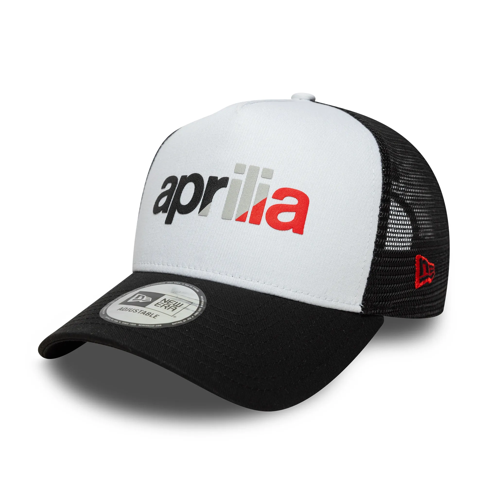 Aprilia Wordmark Black 9FORTY A-Frame Trucker Cap New Era Cap adult unisex