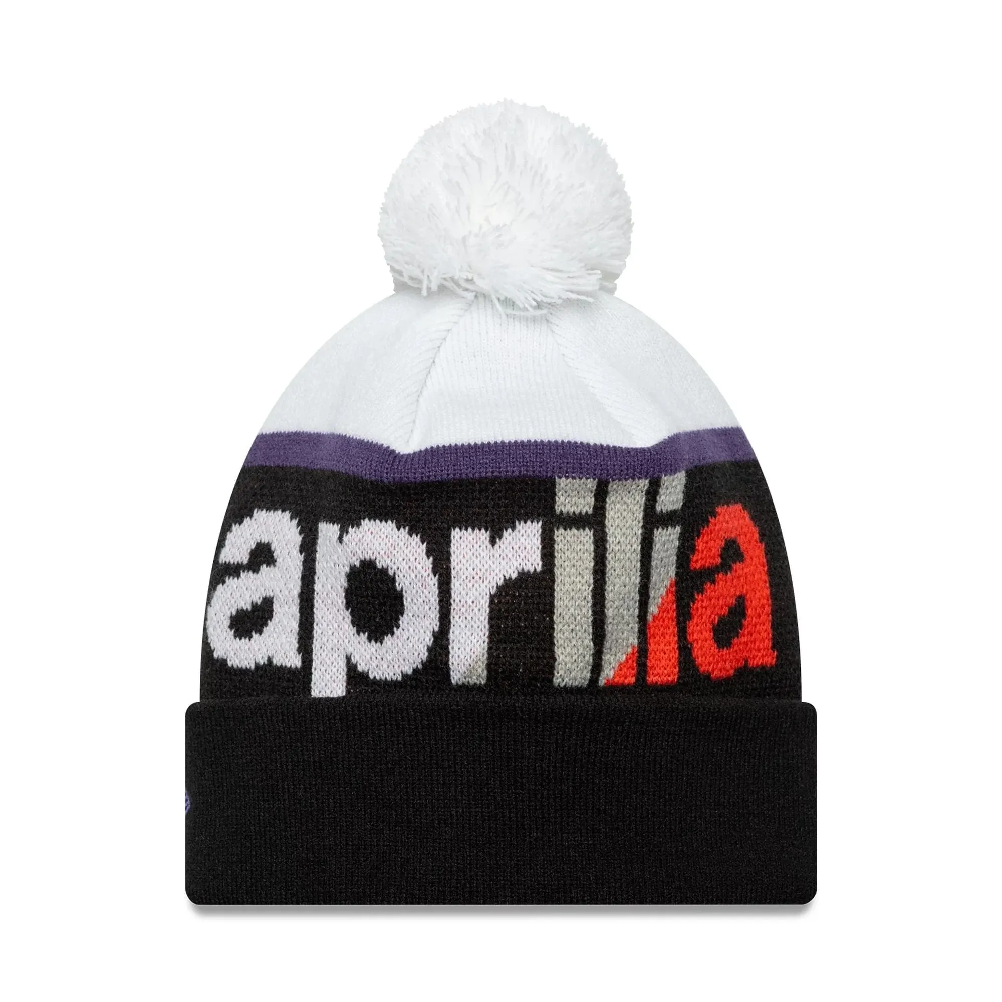 Aprilia Wordmark Black Bobble Knit Beanie Hat New Era Cap adult unisex
