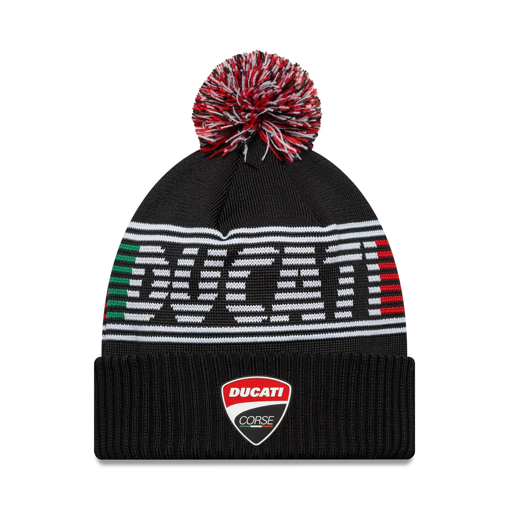 Ducati Motor Logo Black Bobble Knit Beanie Hat New Era Cap adult unisex