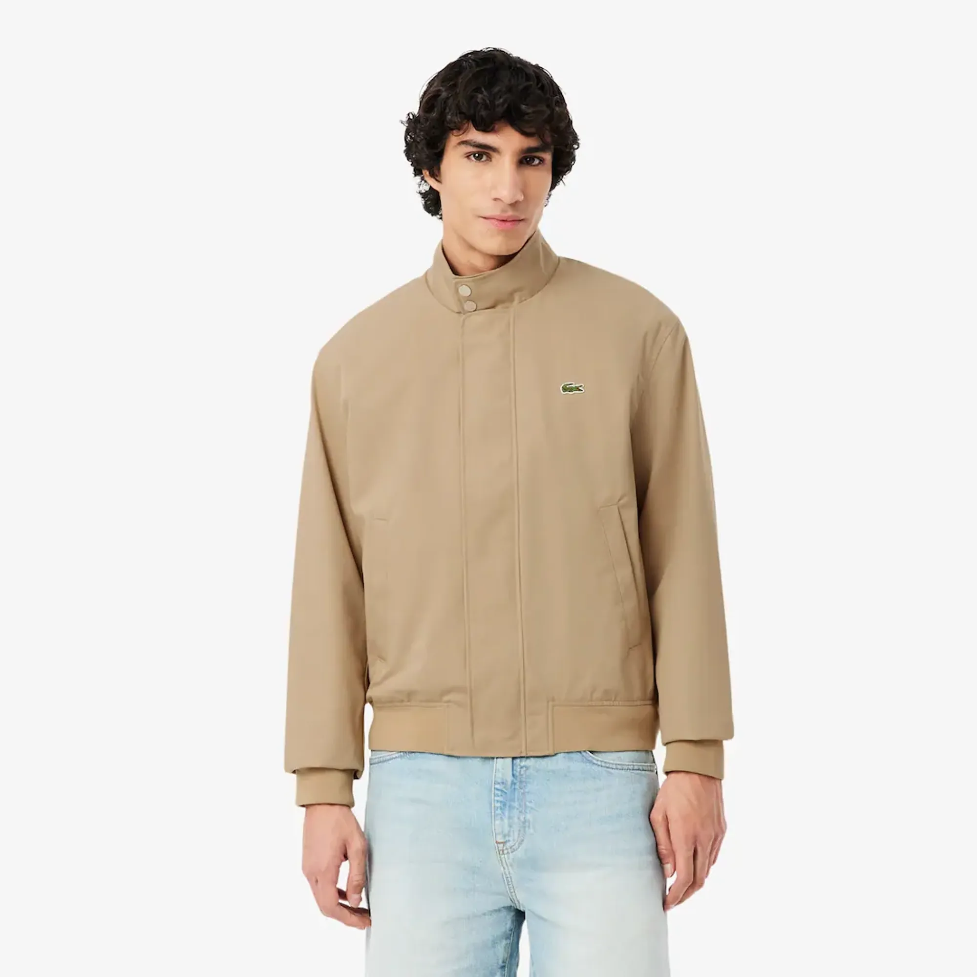 Lacoste Water-Repellent Twill Harrington Jacket - Beige