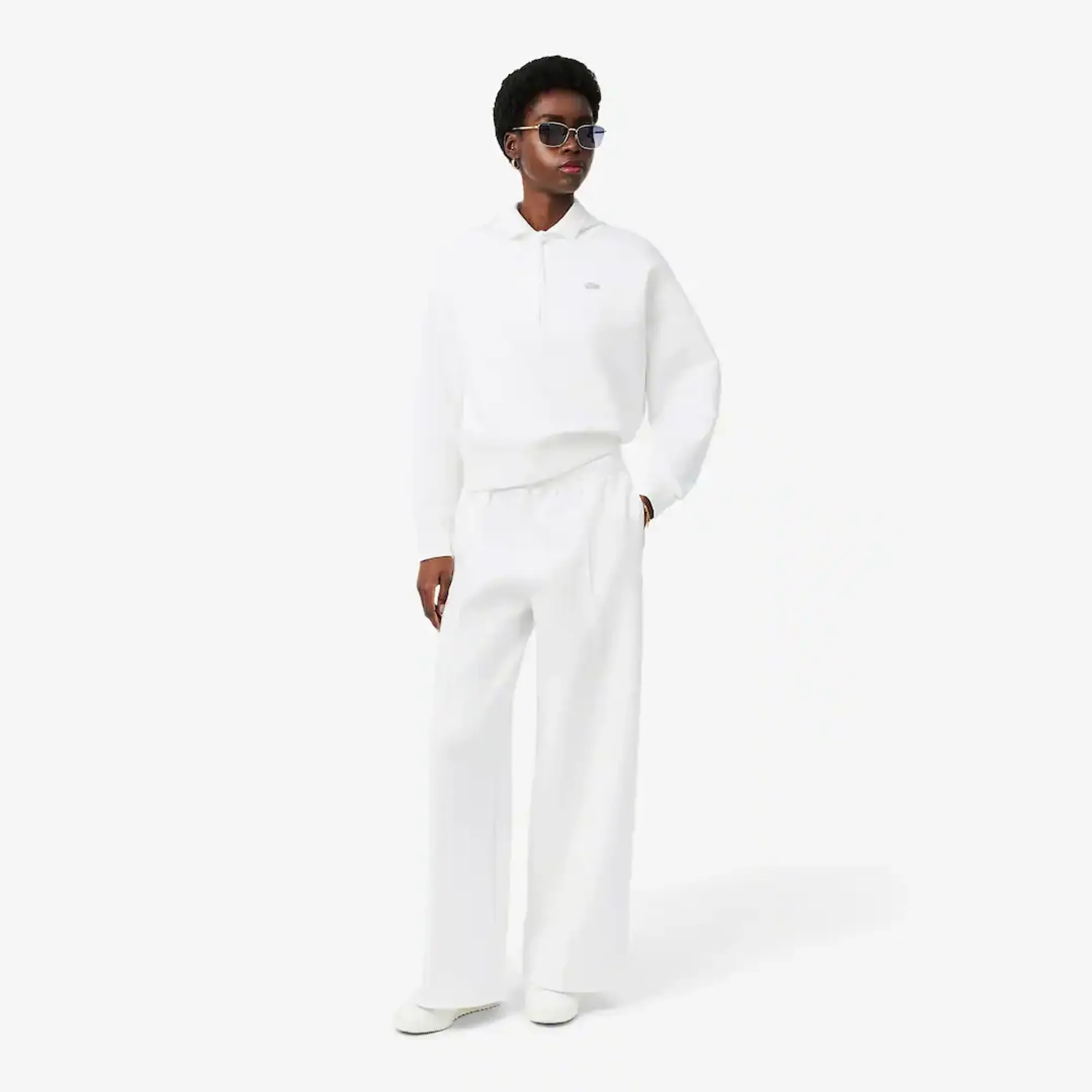 Lacoste Wide Fit Jersey Sweatpants - White