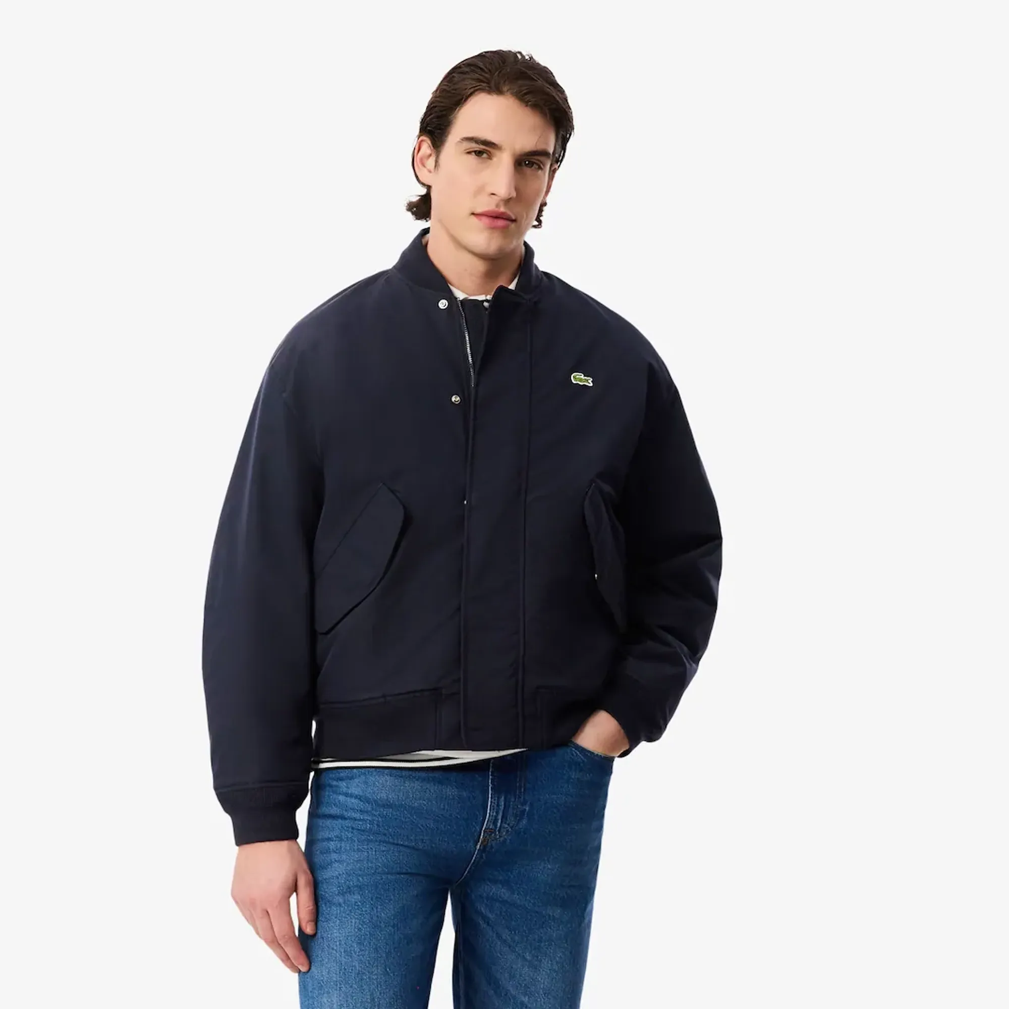 Lacoste Water-Repellent Taffeta Bomber - Navy Blue