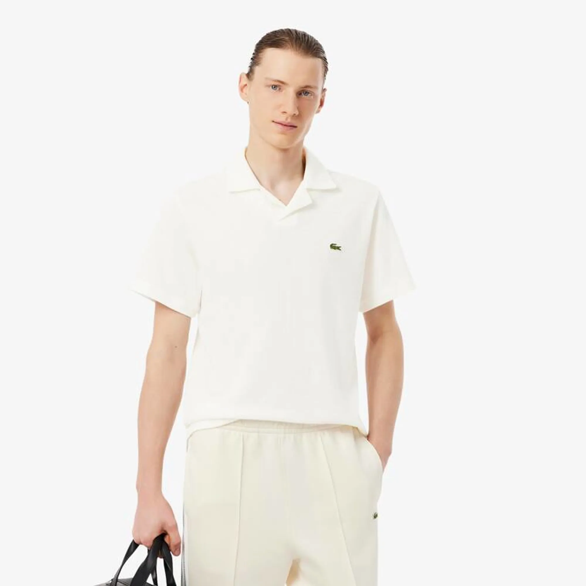 Lacoste Classic Fit Cotton-Linen Polo Shirt - White
