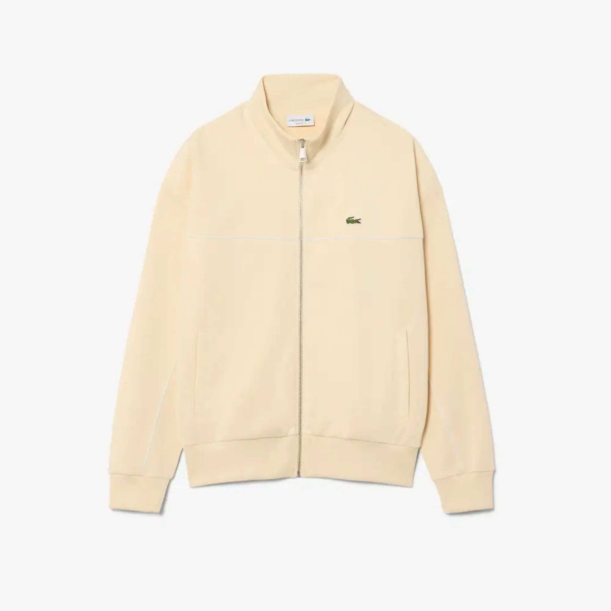 Lacoste Trim Accent Zipped Sweatshirt - Beige