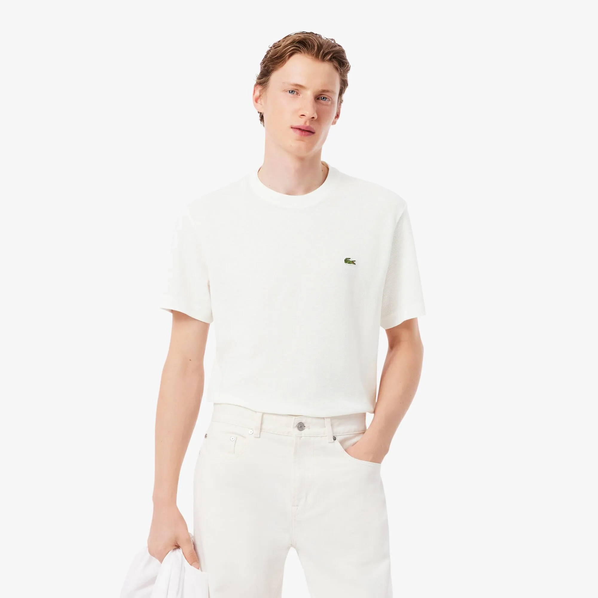 Lacoste Heavy Cotton and Linen Piqué T-shirt - White