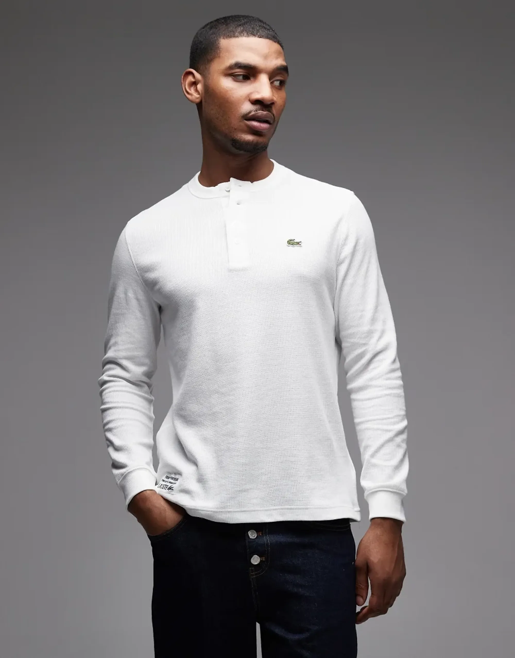 Lacoste Waffle Knit Henley T-shirt - White