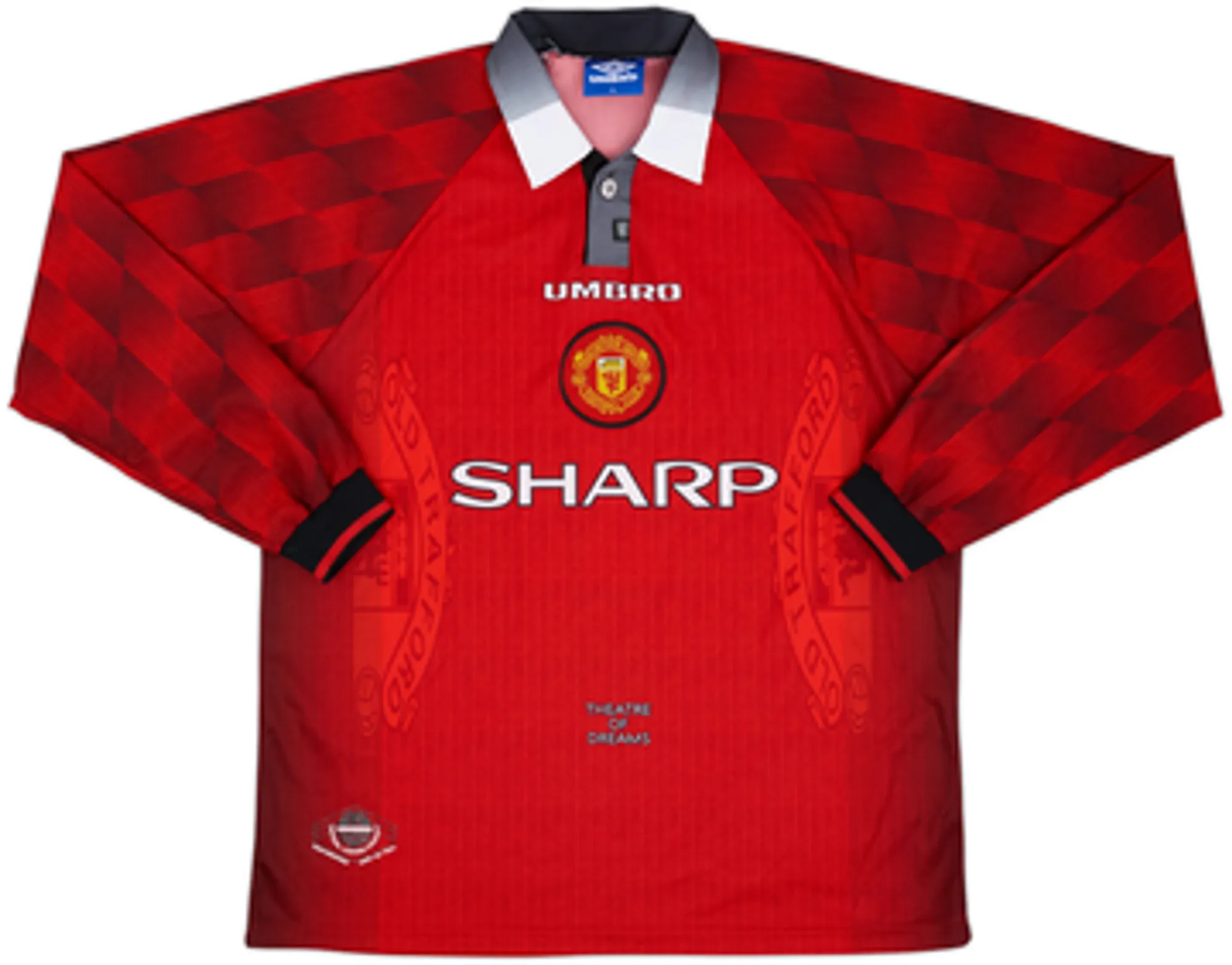 1996-98 Manchester United Home L/S Shirt Cantona #7 - 8/10 - (L)