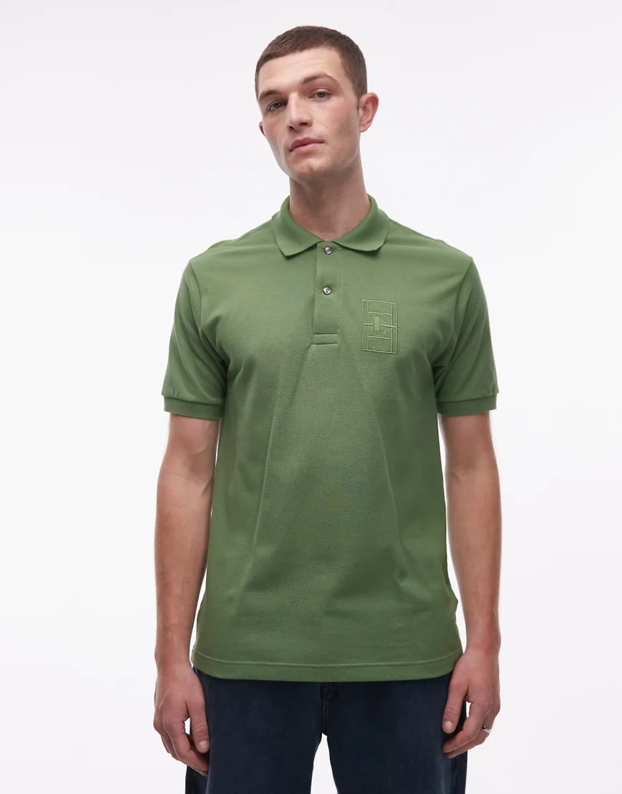 Lacoste Classic Fit Embroidery Detail Petit Piqué Polo Shirt - Lime Green