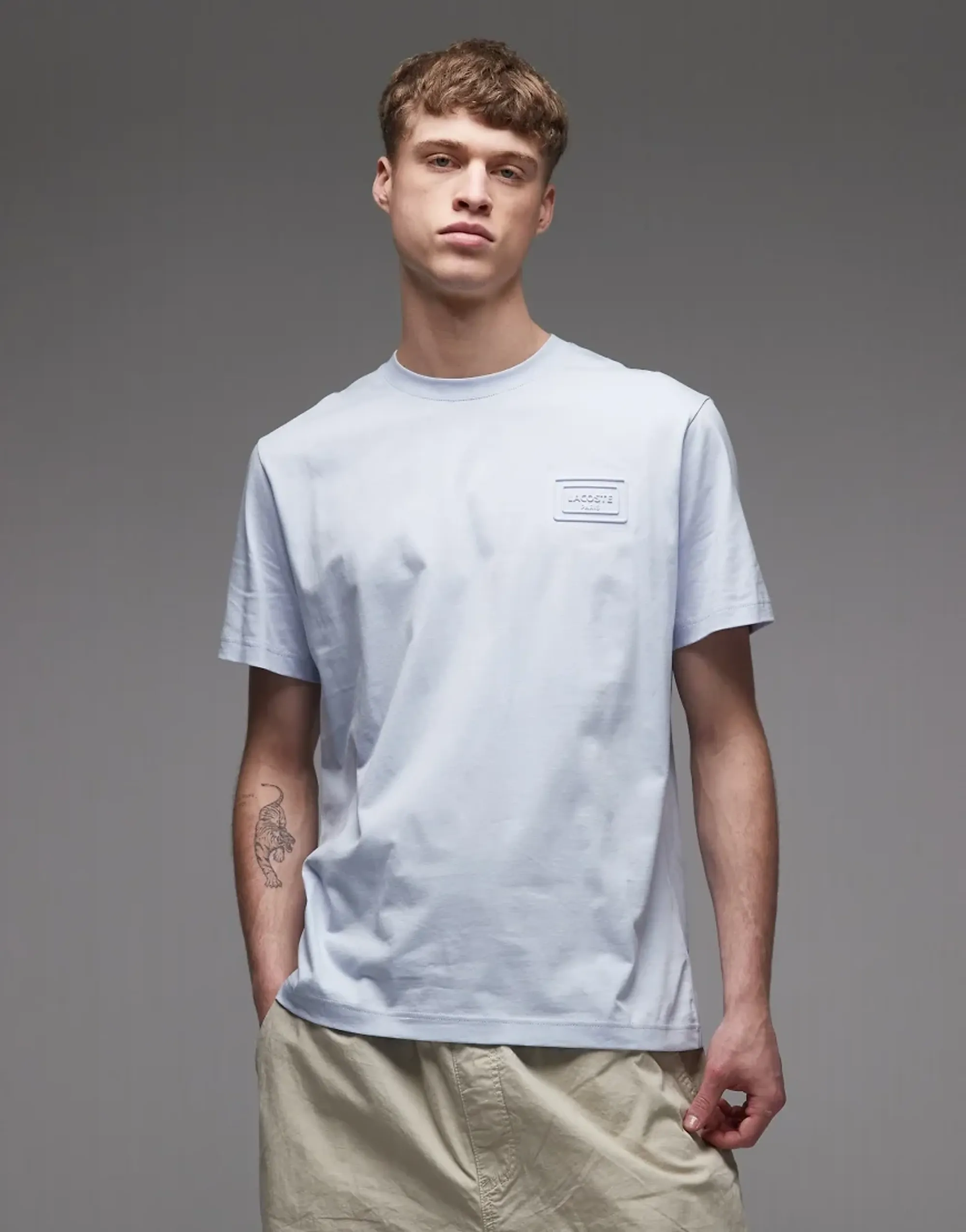 Lacoste Embossed Branding Jersey T-shirt - Light Blue