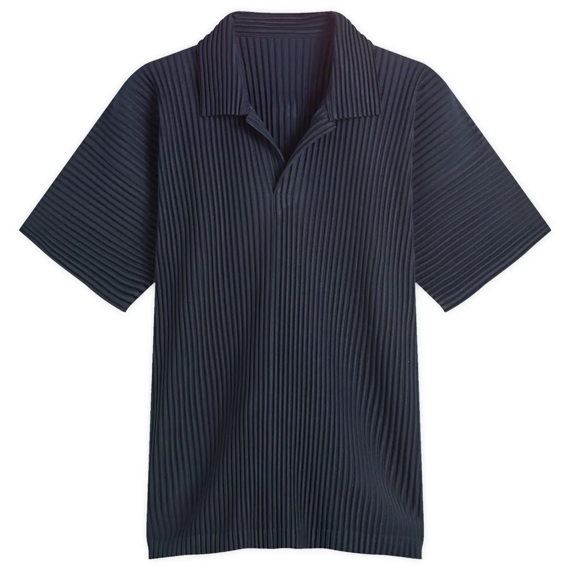 Homme Plissé Issey Miyake Men's Pleat Polo Shirt Navy