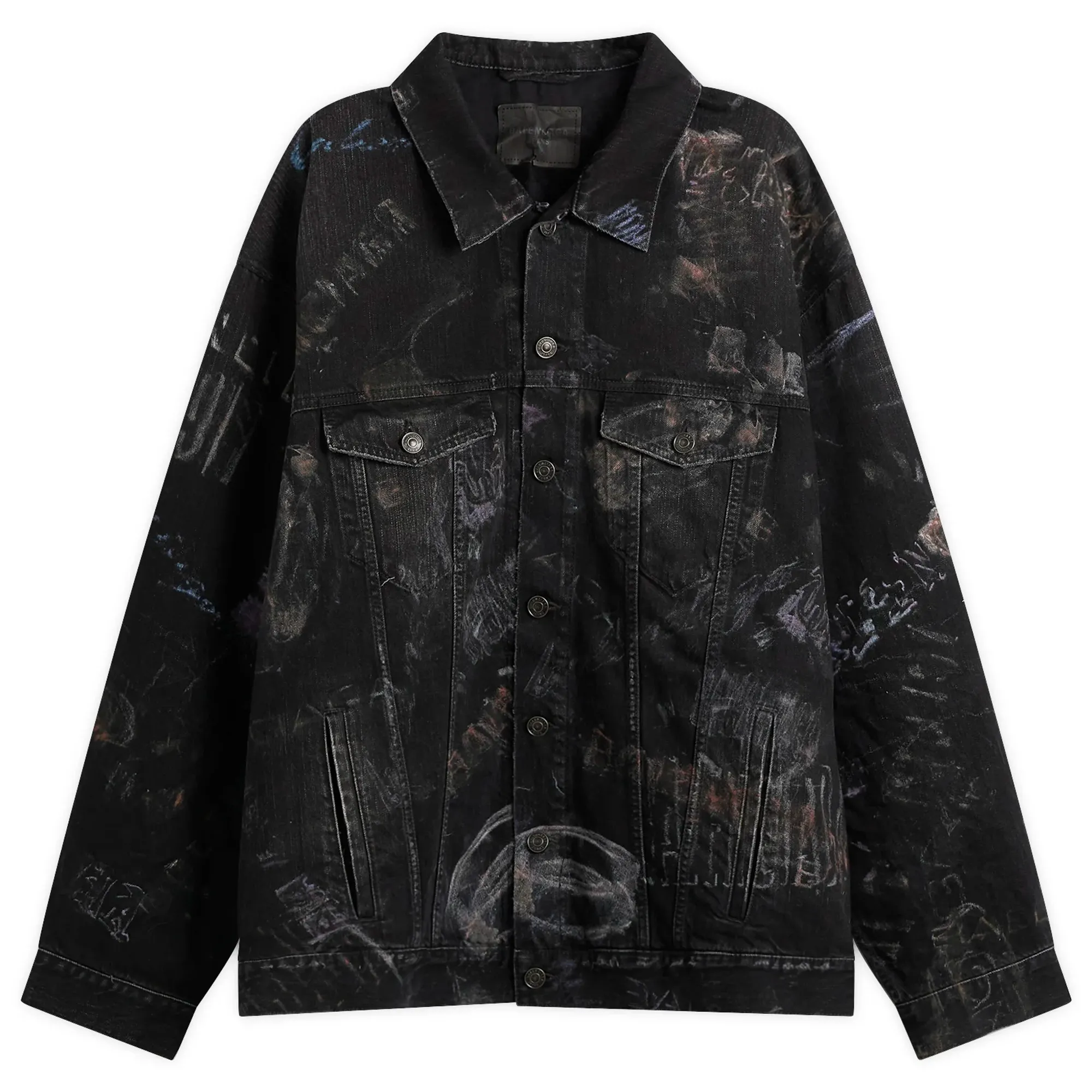 Balenciaga Men's Washed Crayon Oversized Jacket Black Fade Out