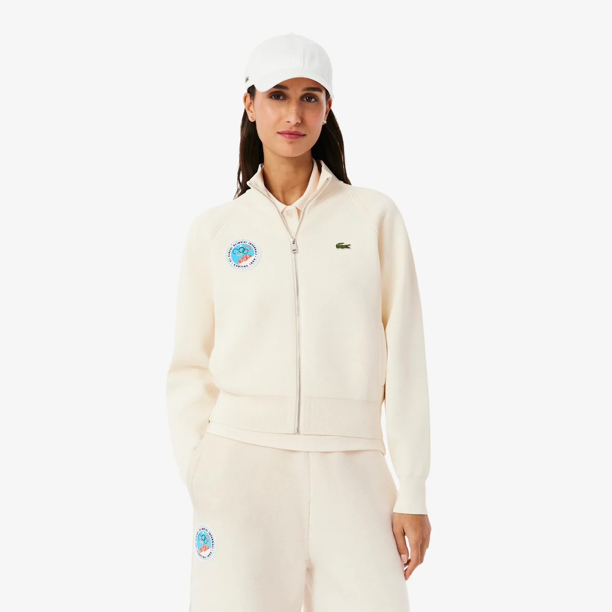 Lacoste Olympic Heritage Cortina d'Ampezzo 1956 Zipped Sweater - Blanc