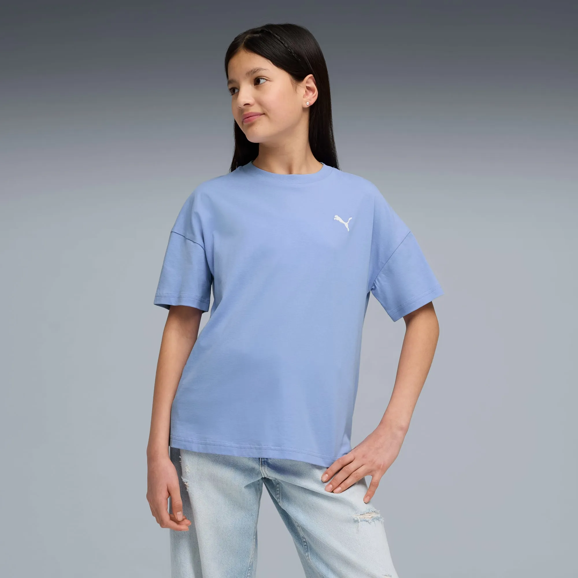 PUMA Wardrobe Essentials Relaxed T-Shirt Youth, Intense Lavender, size 11-12 Youth