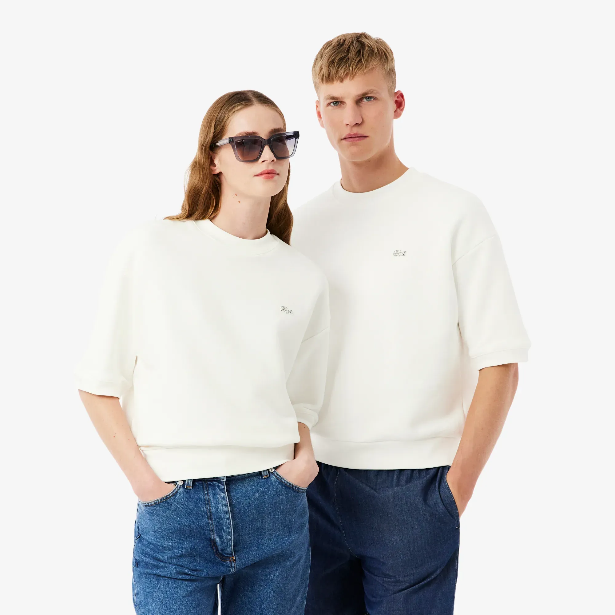 Lacoste Relaxed Fit Short Sleeved Sweatshirt - White