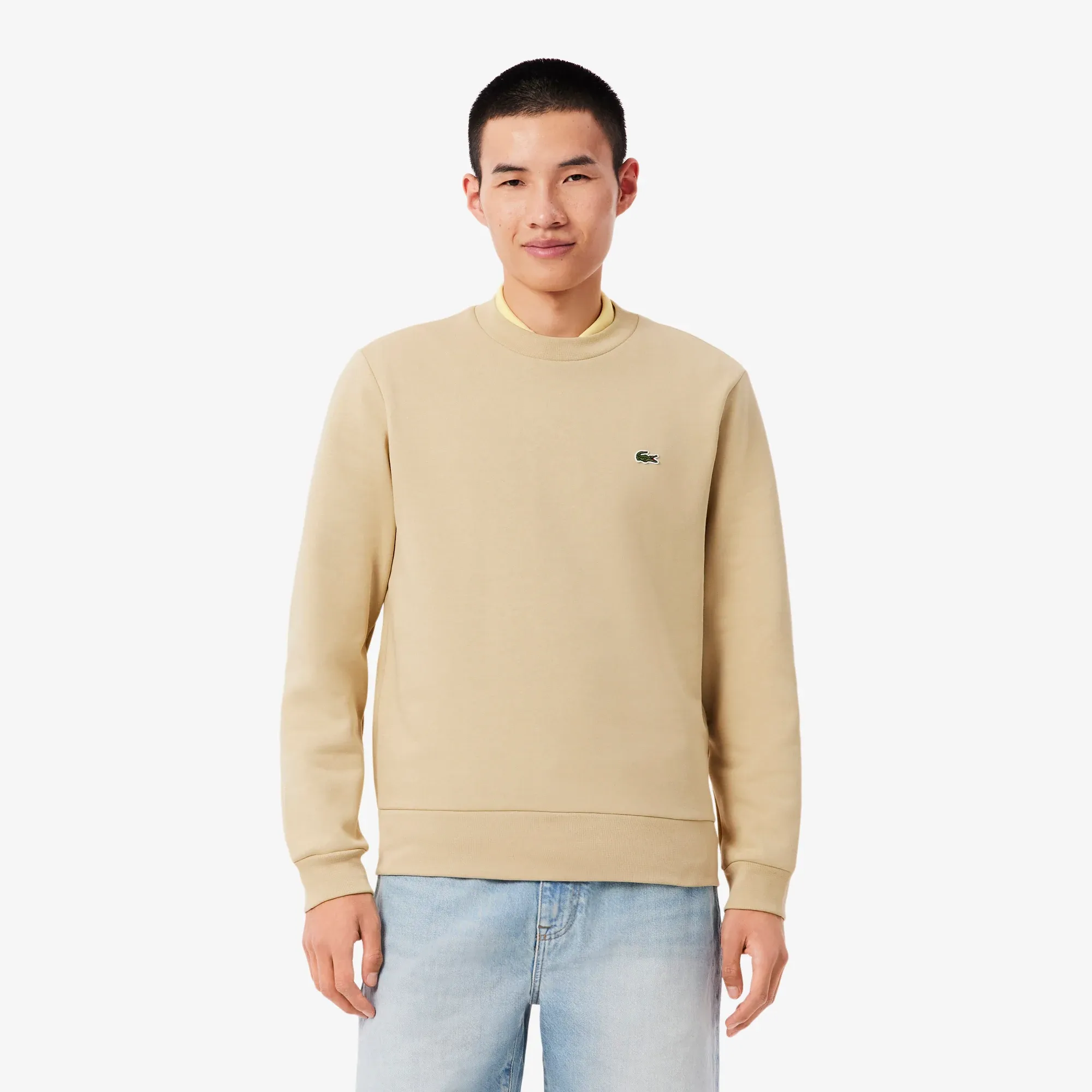 Lacoste Fleece Crew Neck Sweatshirt - Beige