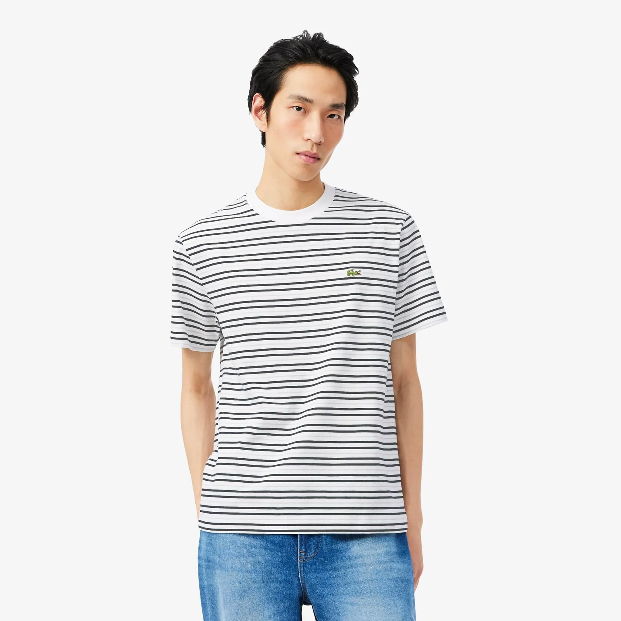Lacoste Striped Cotton T-shirt - Noir / Blanc