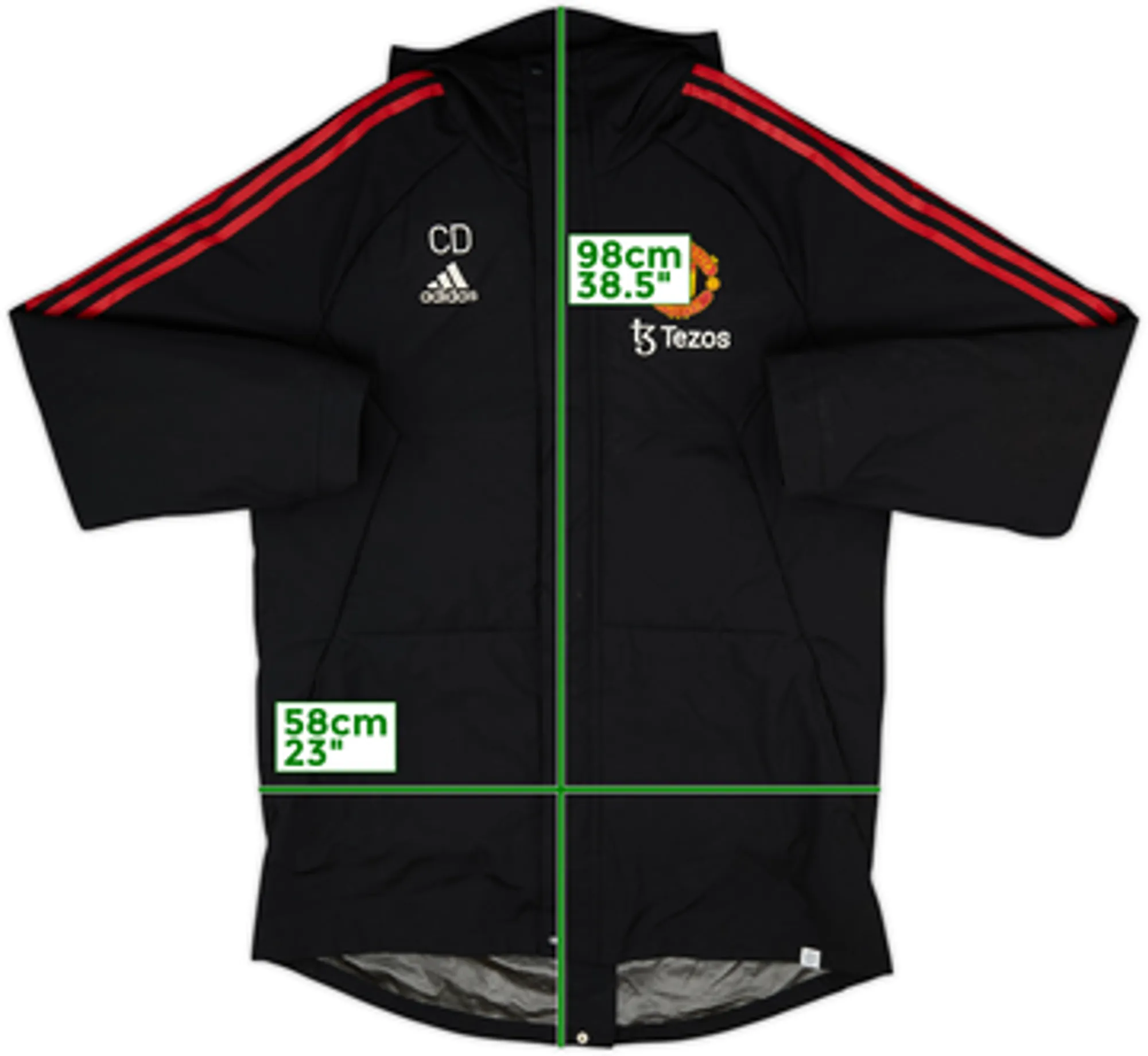 2022-23 Manchester United Staff Issue adidas Padded Bench Coat CD - 7/10 - (L)