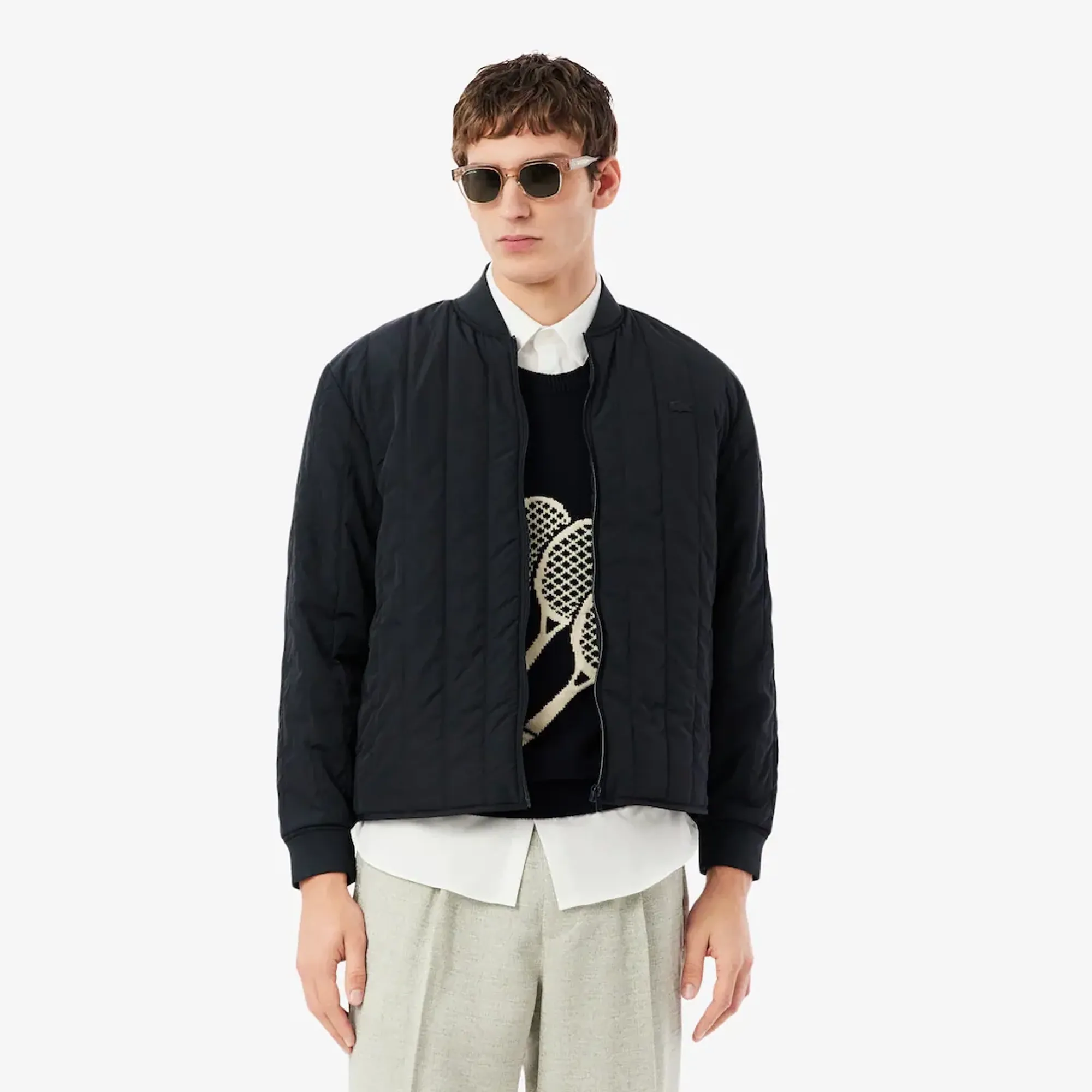 Lacoste Lightweight Water-Repellent Quilted Puffed Jacket - Black