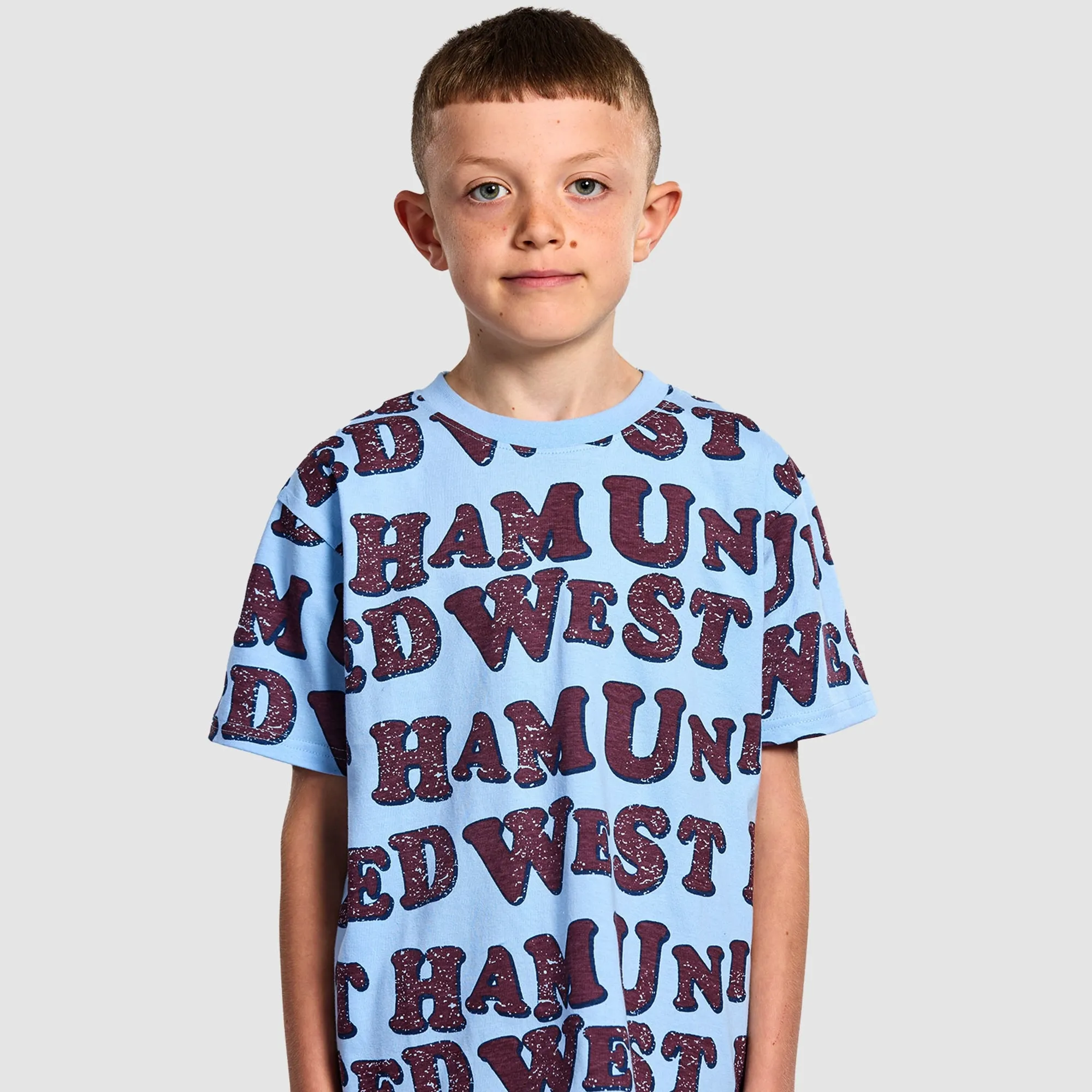 West Ham Junior Sky All Over Print T-Shirt