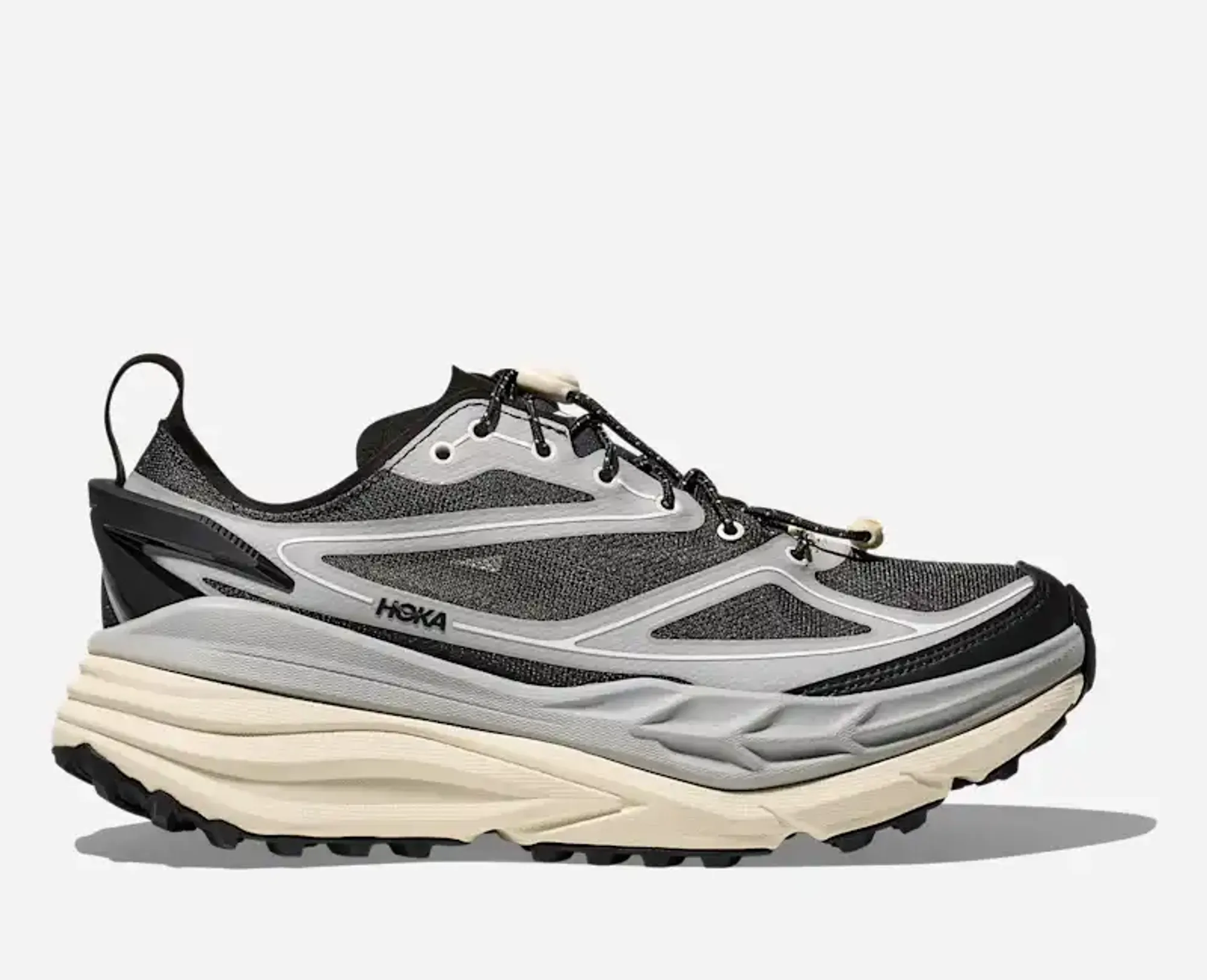 Hoka Stinson One7 Trail Shoes In Stellar Grey/Eggshell