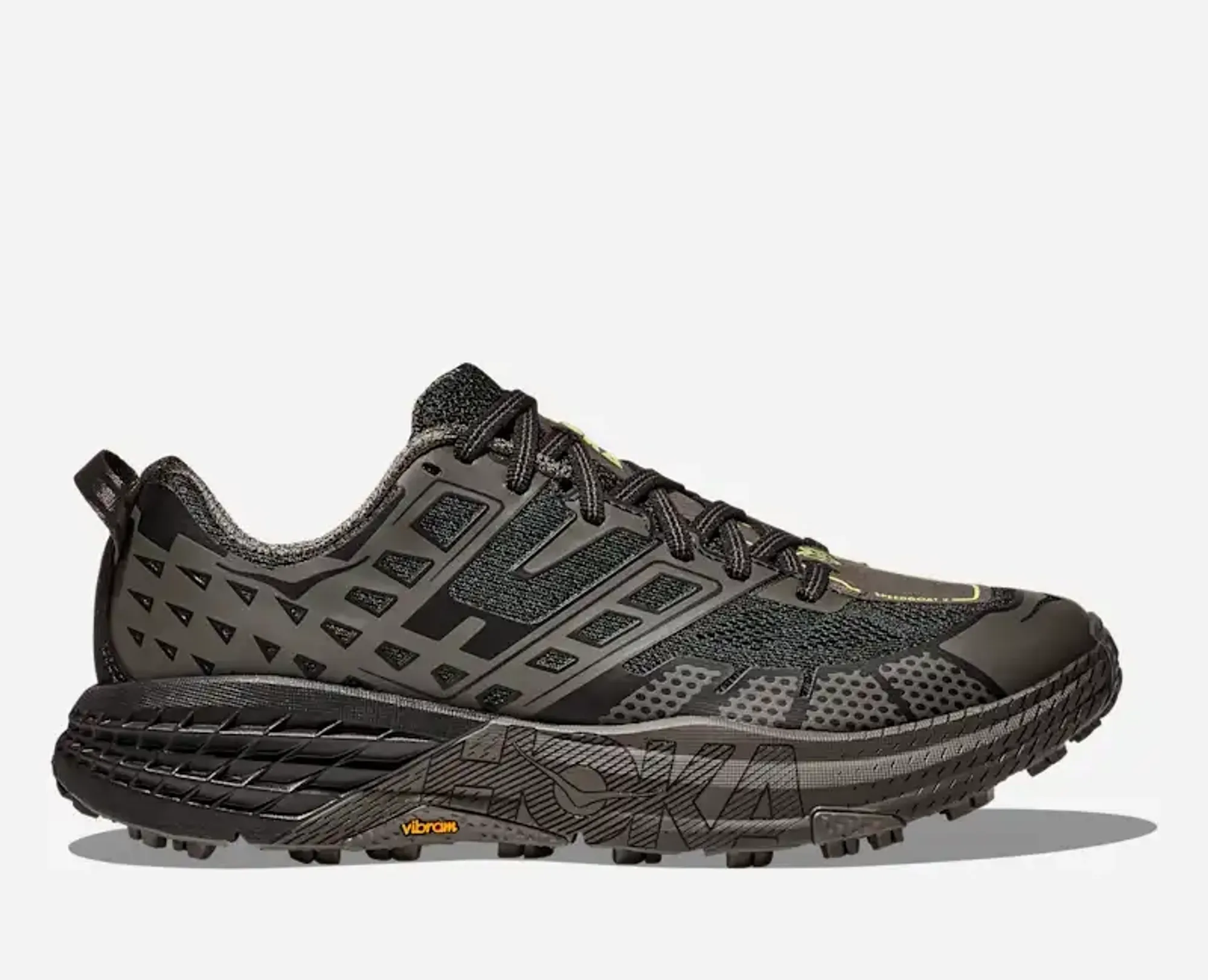 Hoka Speedgoat 2 Trail Shoes In Black/Asphalt Grey