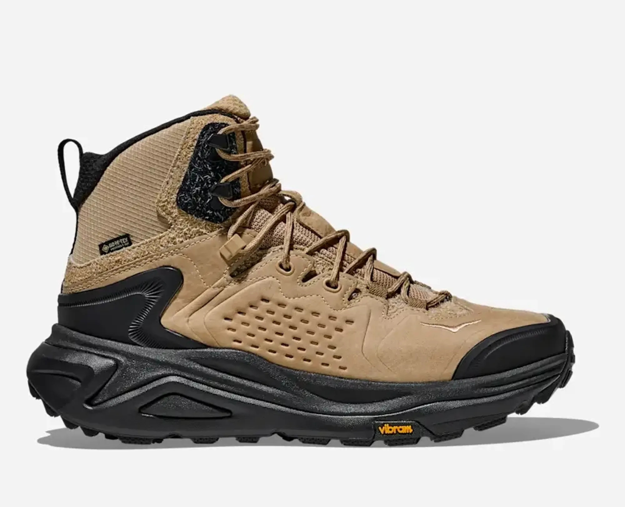 Hoka Elite Terrain System Kaha 3 Gore-Tex Hiking Shoes In Khaki/Black