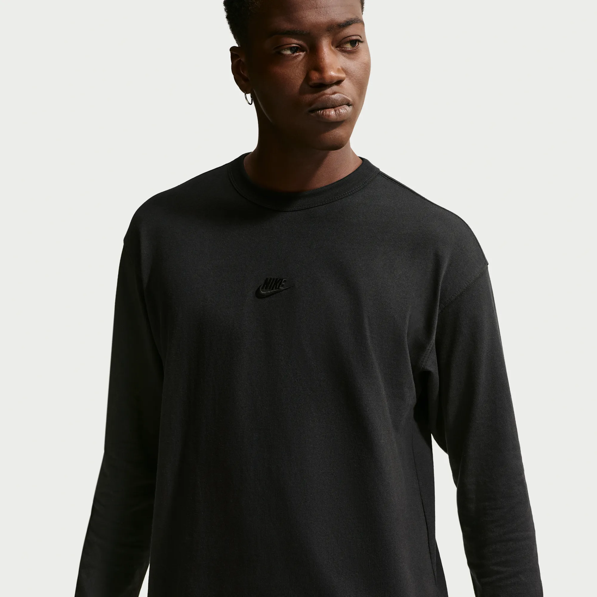 Nike Premium Essentials Men's Long-Sleeve T-Shirt - Black - Cotton