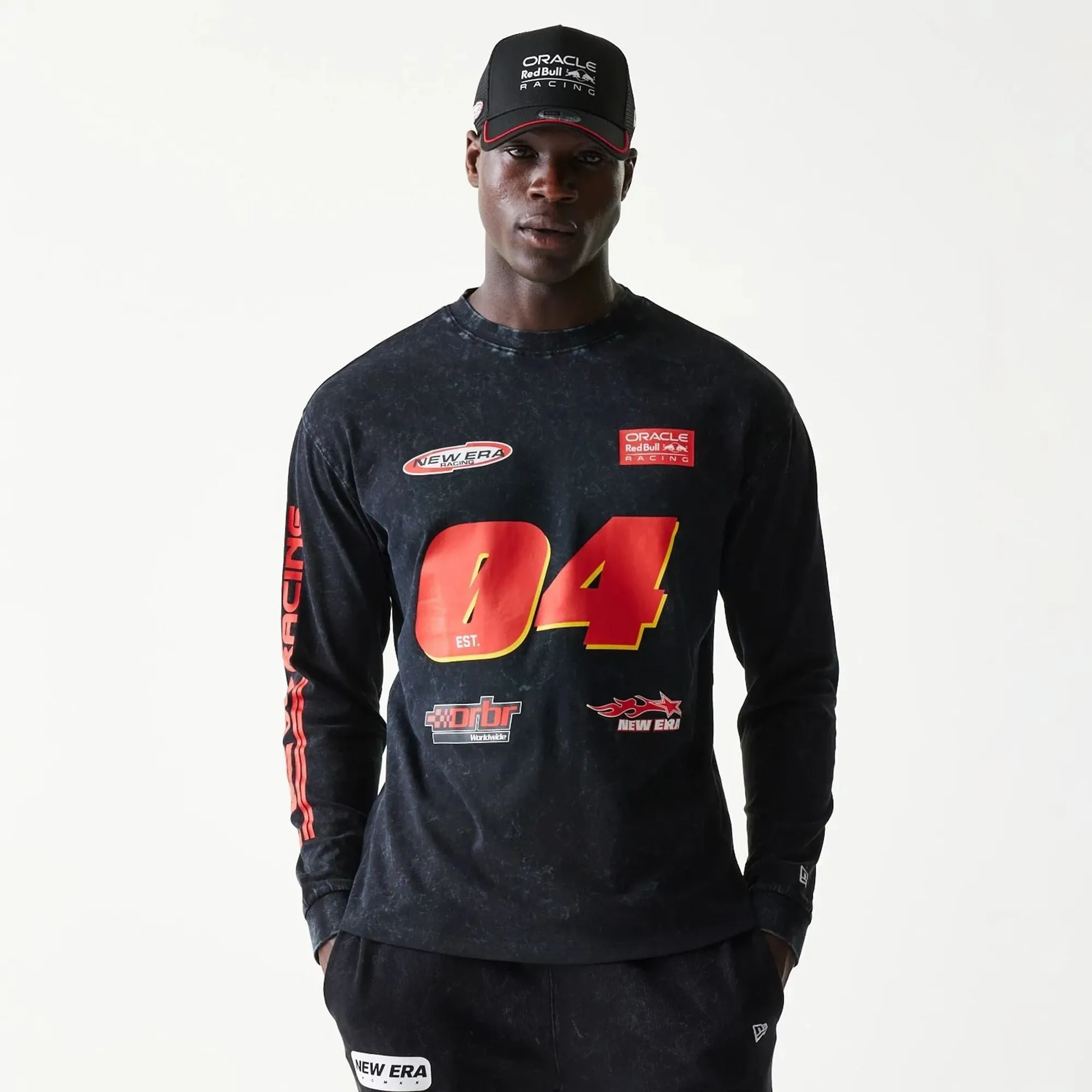 Red Bull Racing Graphic Black Long Sleeve T-Shirt New Era Cap adult unisex