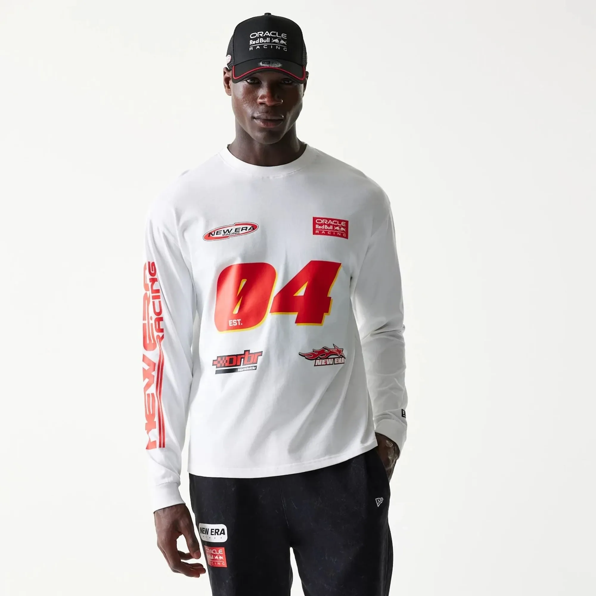 Red Bull Racing Graphic White Long Sleeve T-Shirt New Era Cap adult unisex