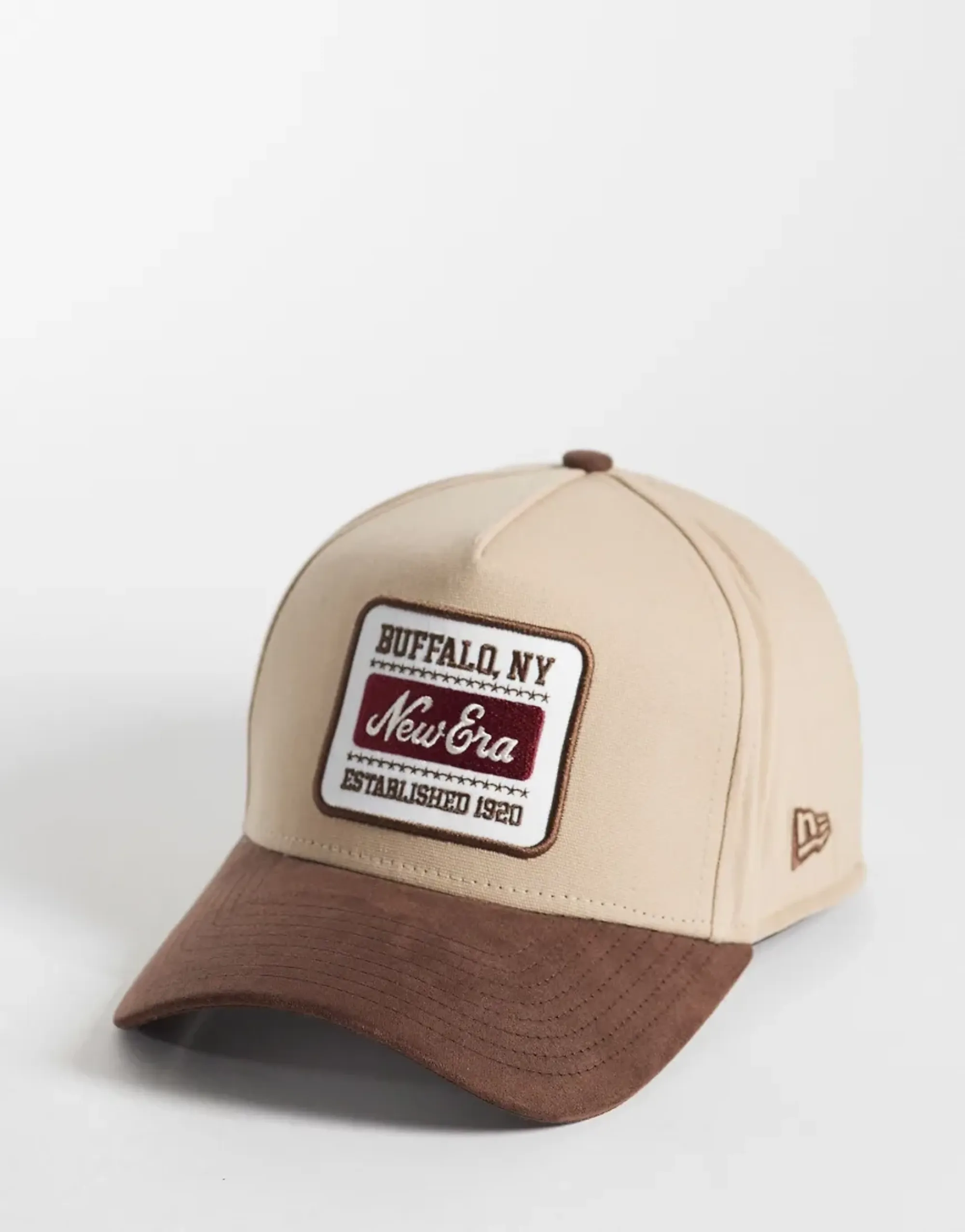 New Era Cap New Era Logo Patch Cap With Suede Contrast Peak In Brown