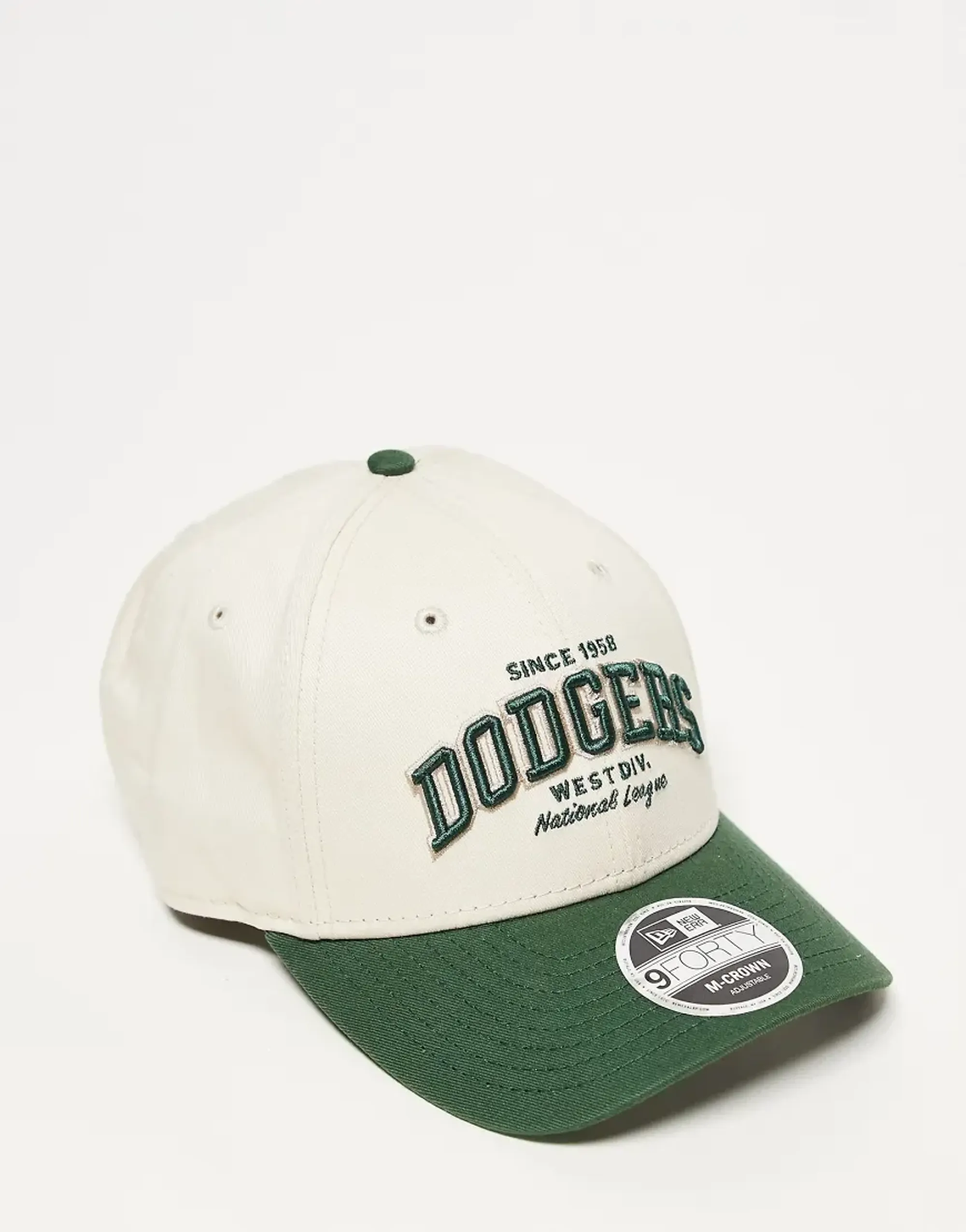 New Era Cap New Era La Dodgers 9Forty Wordmark Cap With Contrast Peak In Cream/Green-Multi