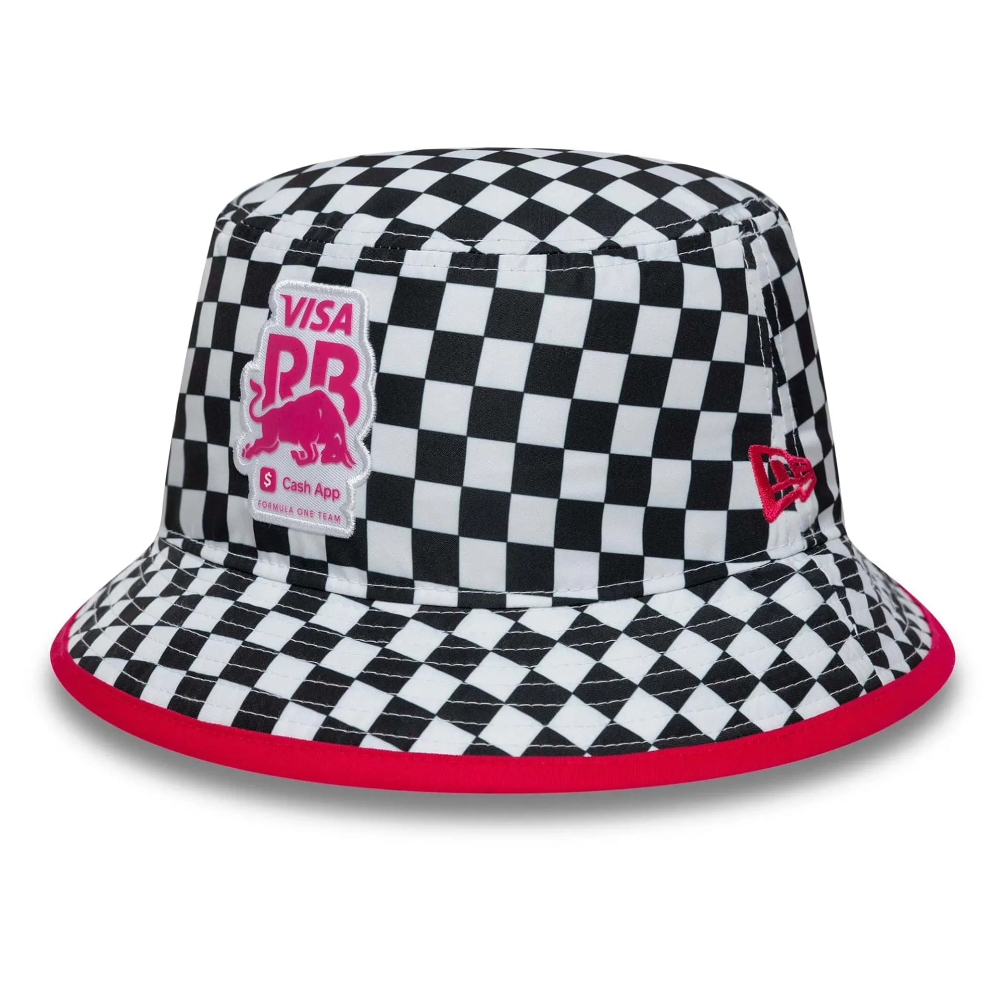 Visa Cash App Racing Bulls Checkerboard White Bucket Hat New Era Cap adult unisex