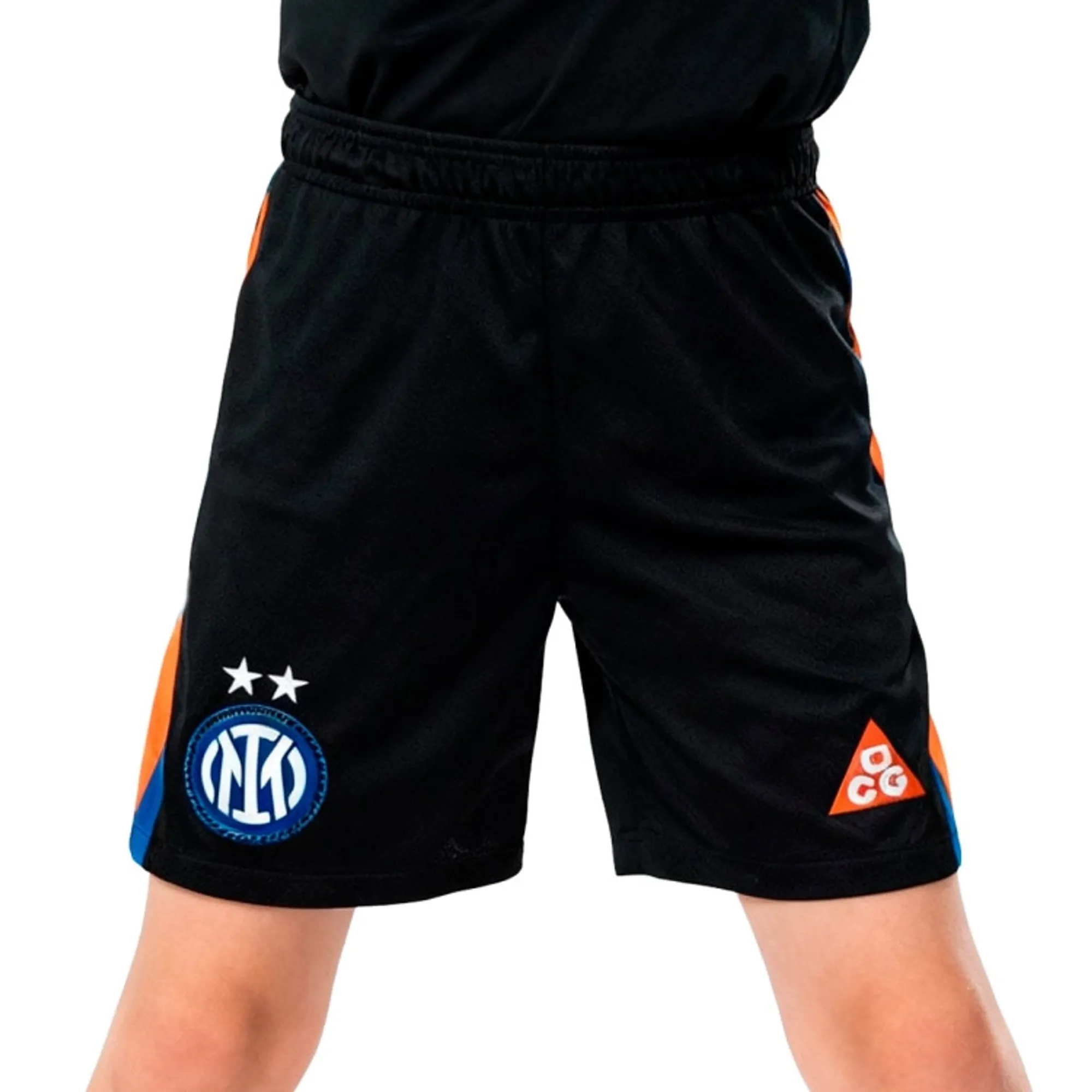 Nike Inter Milan 25 26 Kids Dri FIT SE Stadium Shorts Black Safety Orange