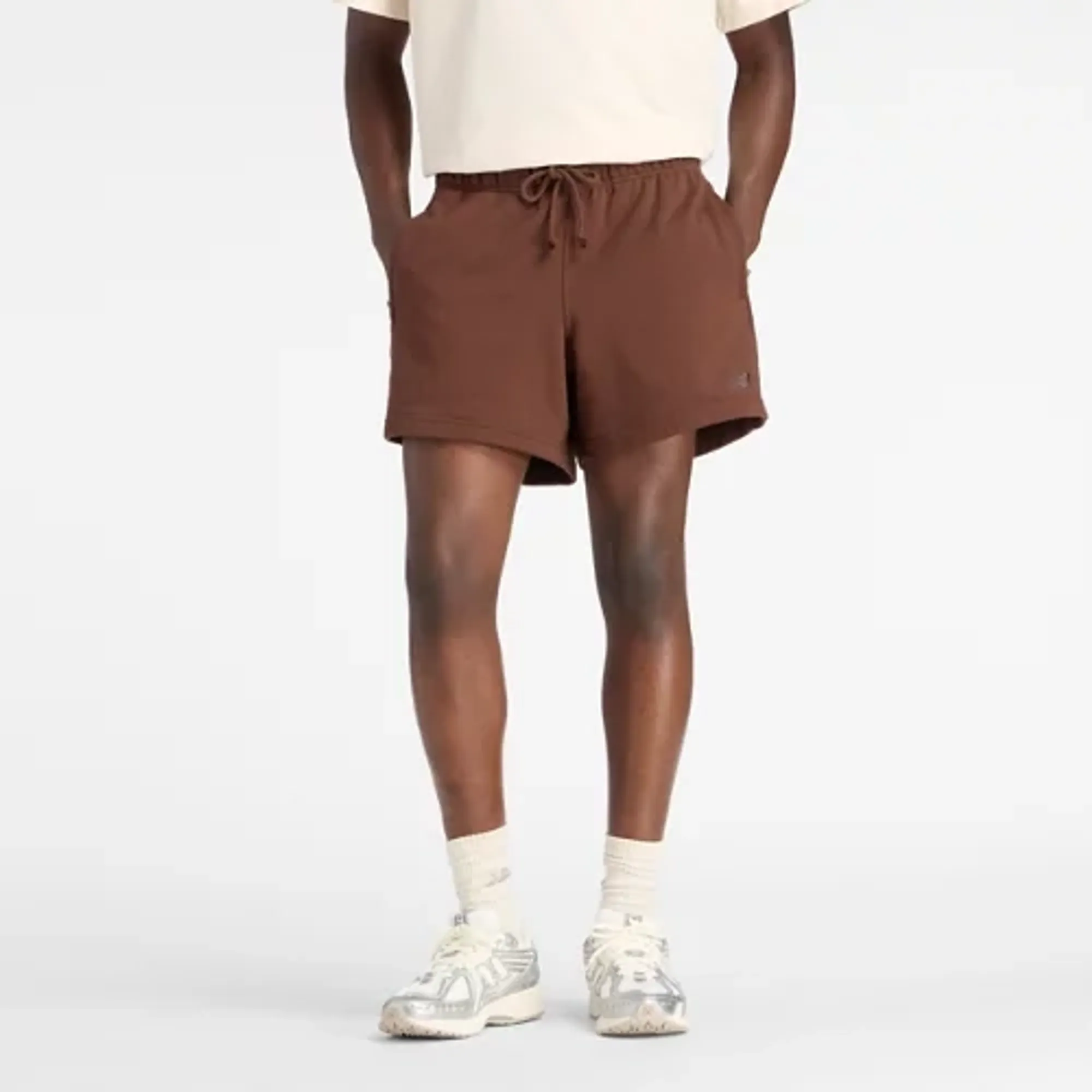 New Balance Men's Athletics French Terry Short 5" in Brown Cotton