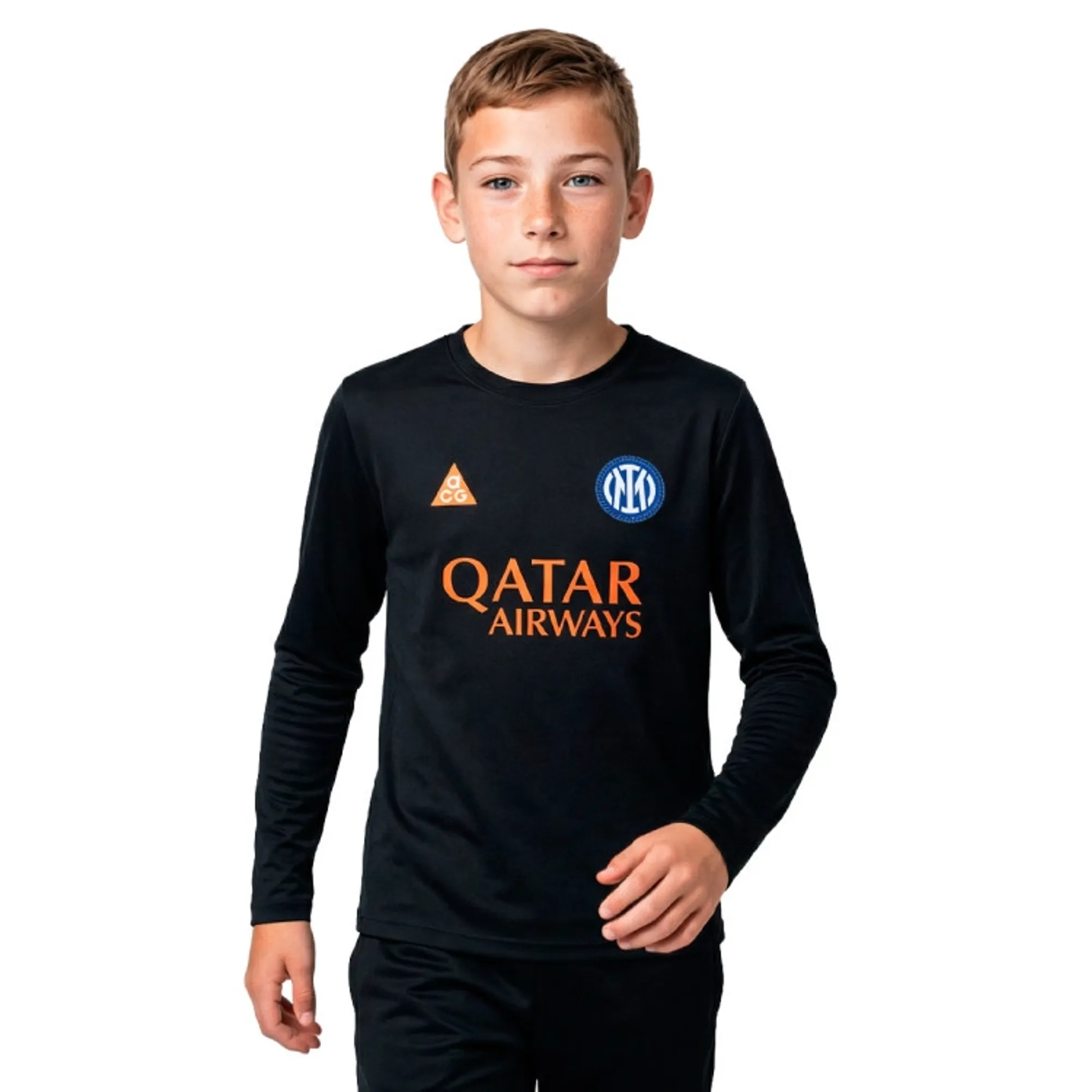 Inter Milan ACG Fourth Long Sleeve Pre Match Top - Black - Kids