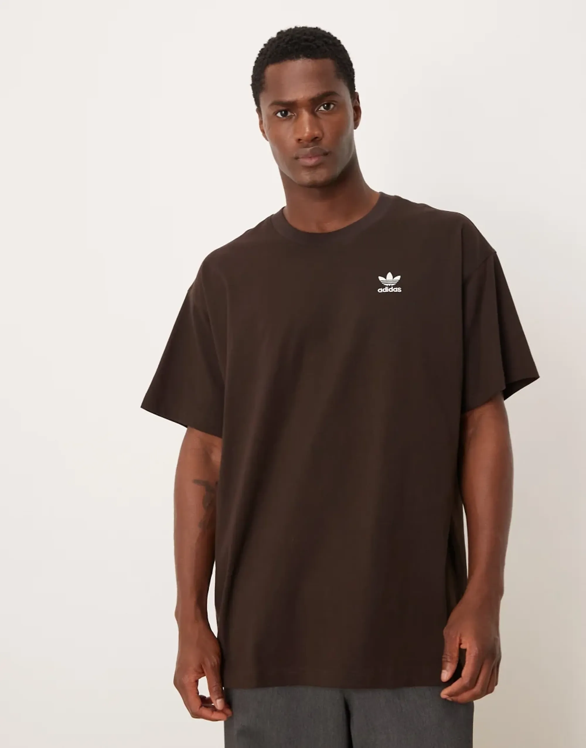 Adidas Originals Essential Oversized T-Shirt In Brown