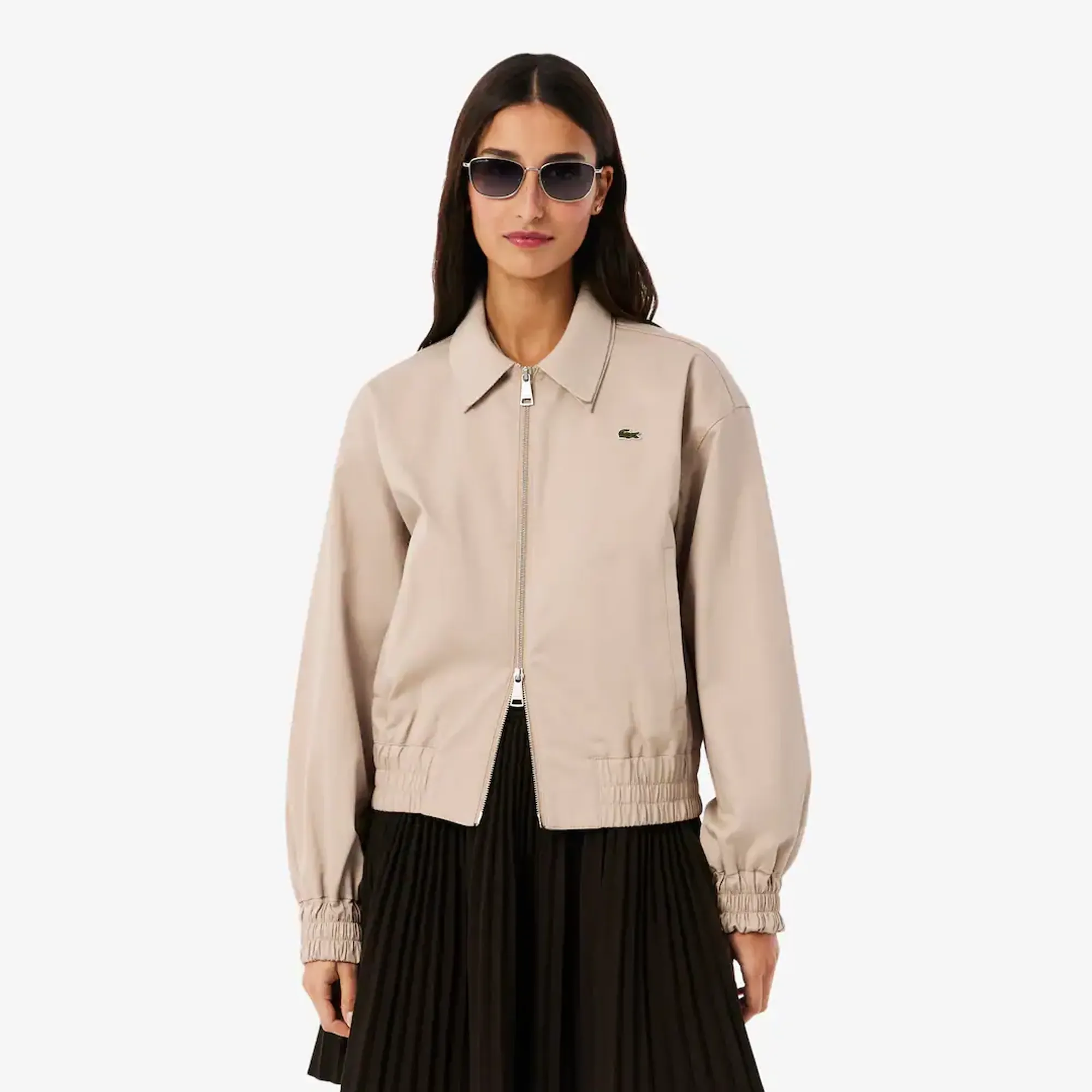 Lacoste Double Collar Stretch Gabardine Jacket - Beige