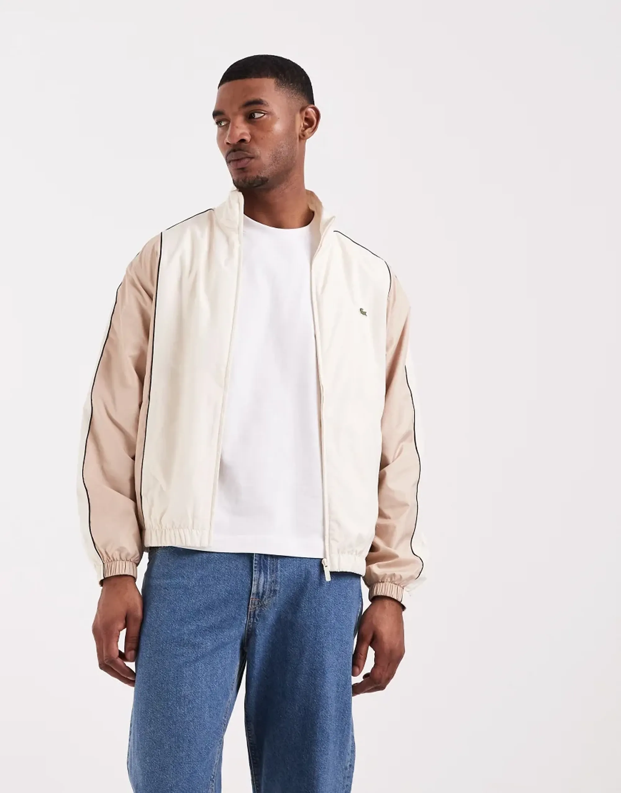 Lacoste Colour-Block Water-Repellent Track Jacket - Beige