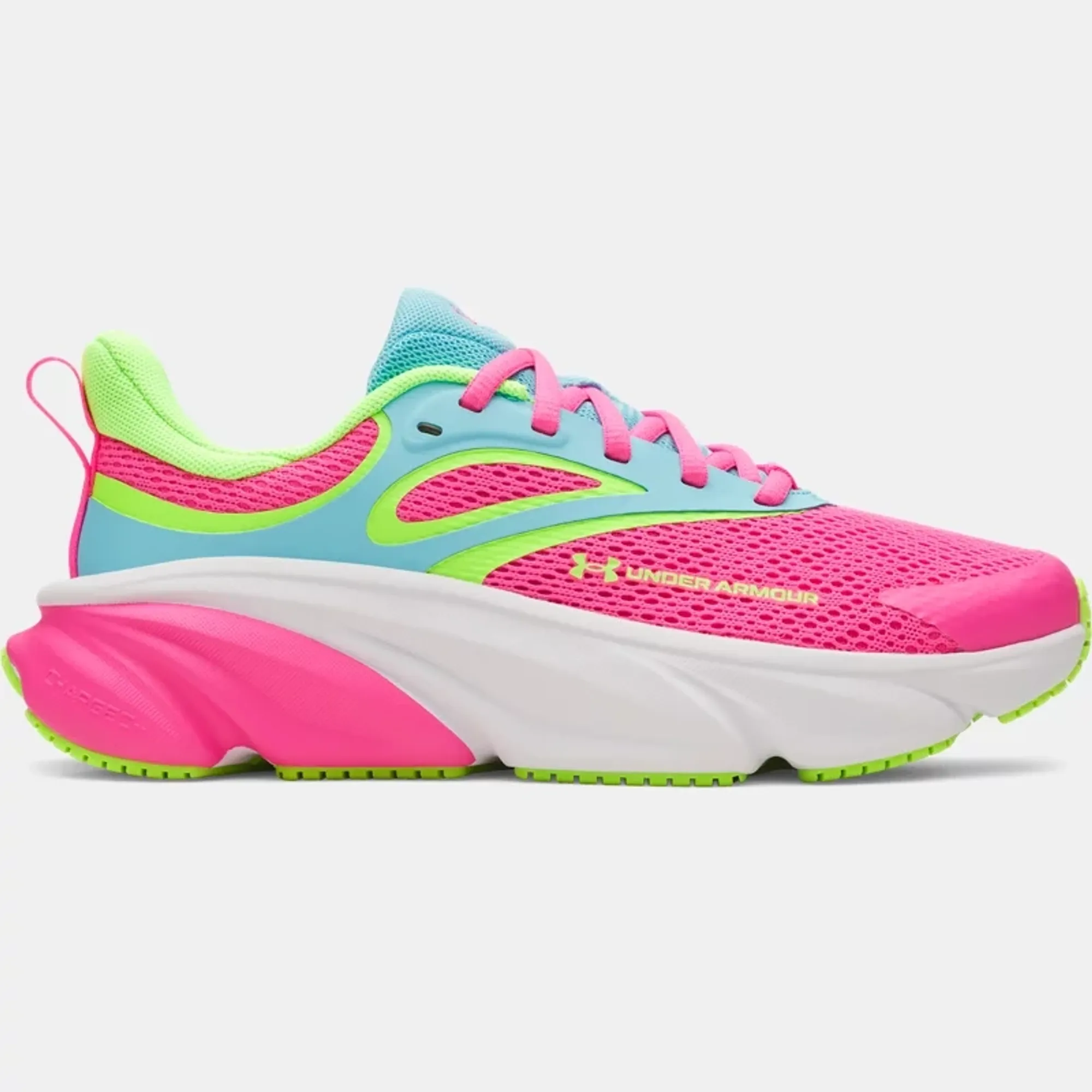 Under Armour  Rogue 6 Girls' Grade School Running Shoes Pink Rave / Fresco Blue / Hyper Green 3.5