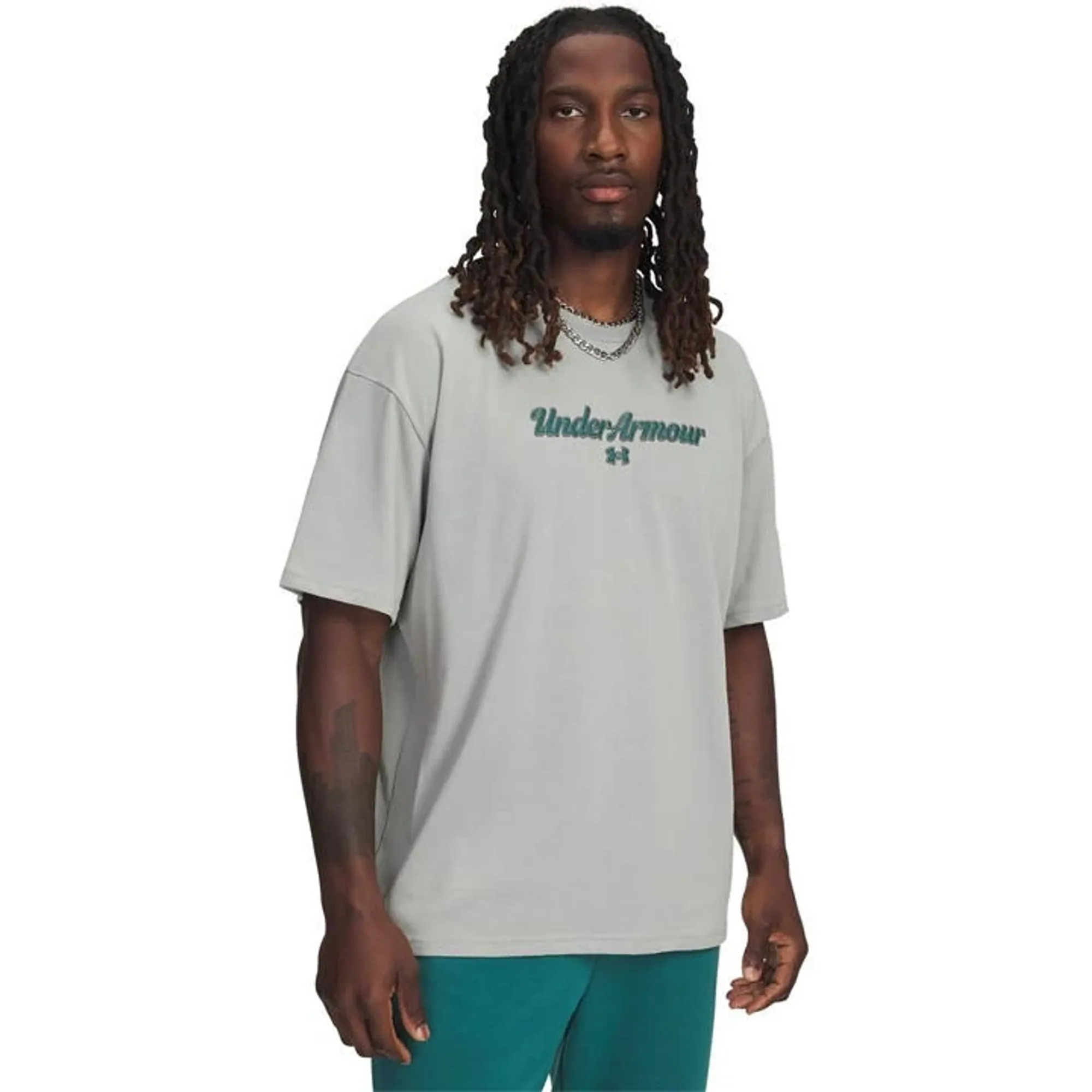 Under Armour  Heavyweight Wordmark Men's Short Sleeve Titanium / Rack Green L