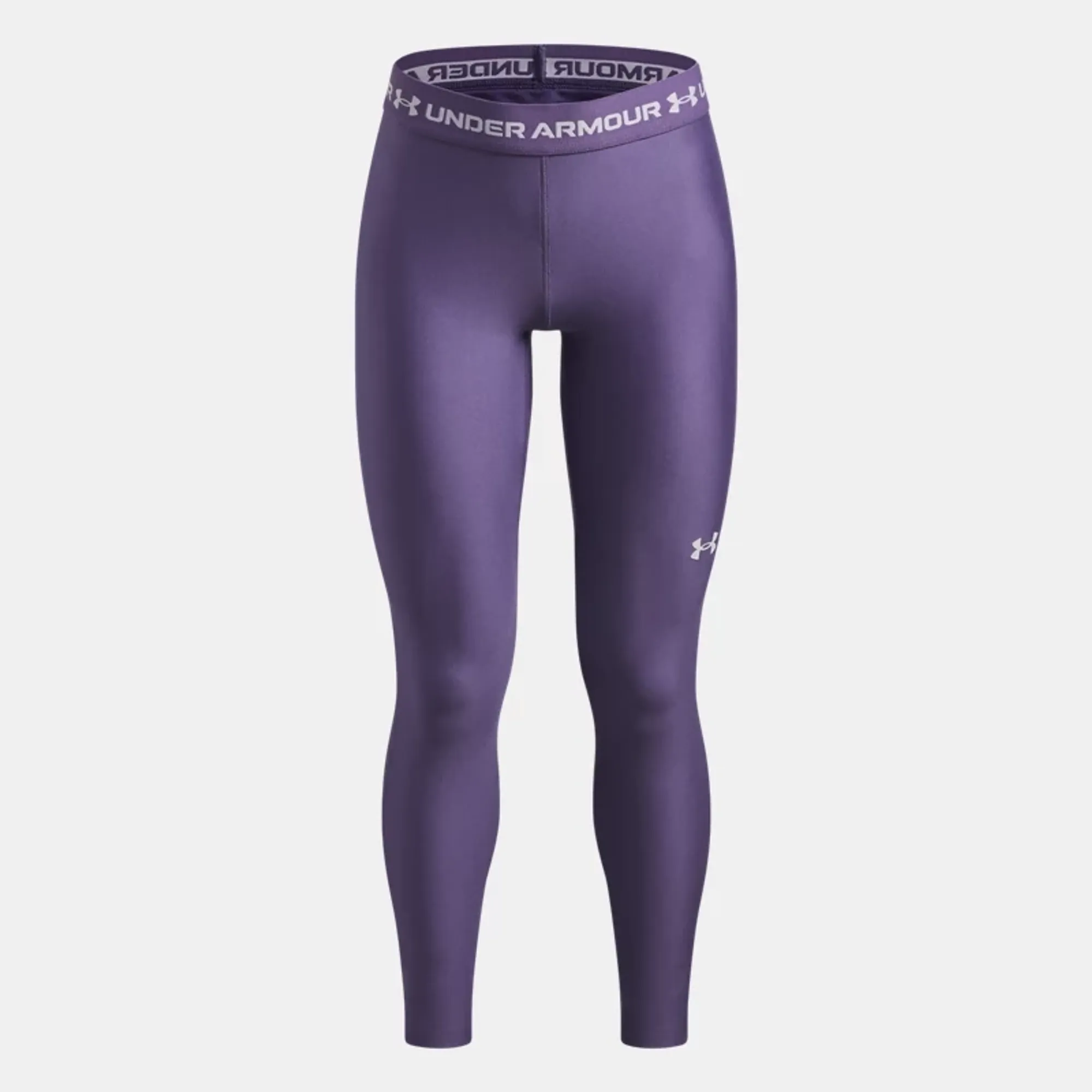 HeatGear® Girls' Leggings Purple Luxe / White YLG (59 - 63 in)