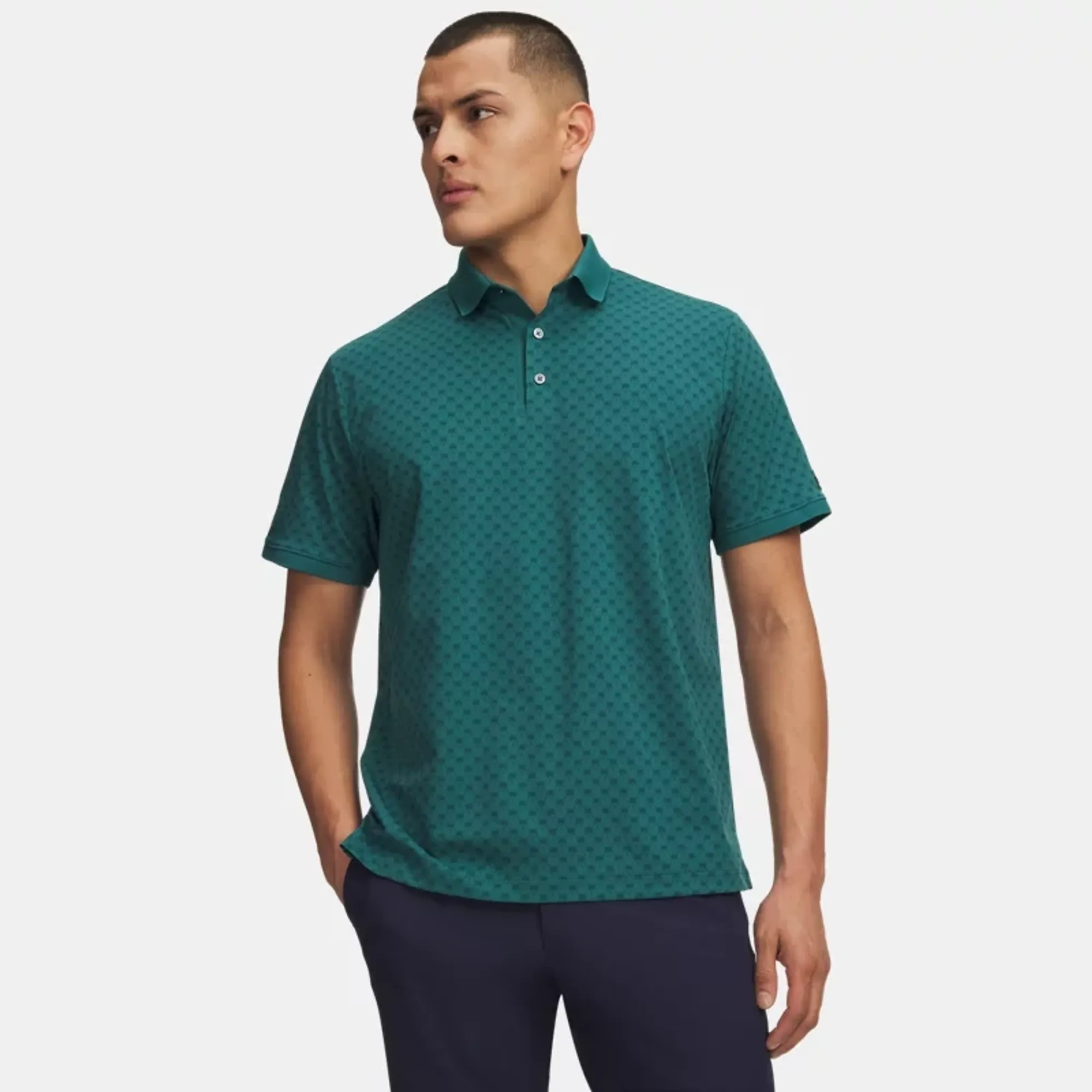 Under Armour  ArmourDry Print Rib Men's Polo Rack Green / Arden Green / Midnight Navy XL