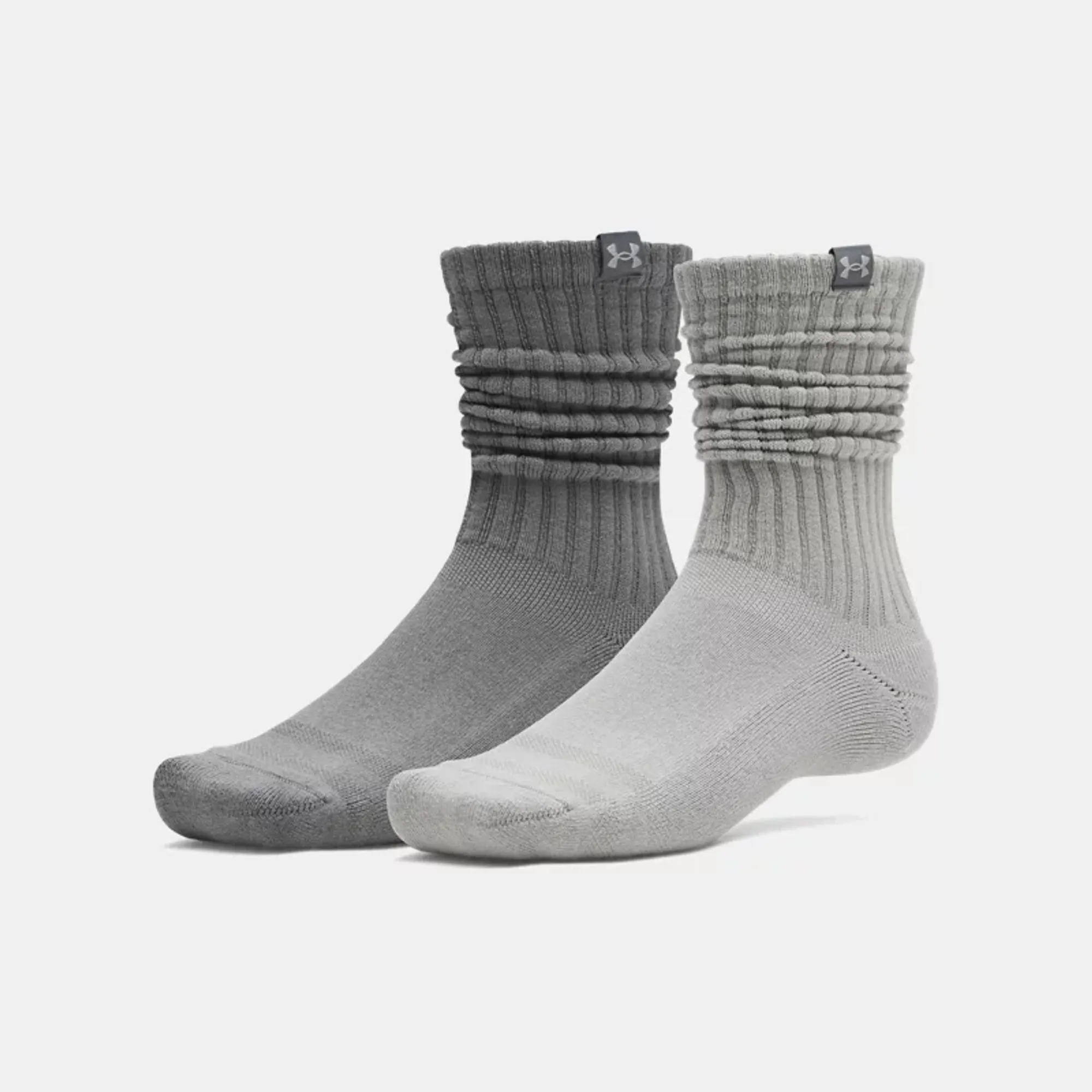 Under Armour Sportstyle Cotton Scrunch Unisex 2-Pack Crew Socks Clay Green / Titanium / Titanium L