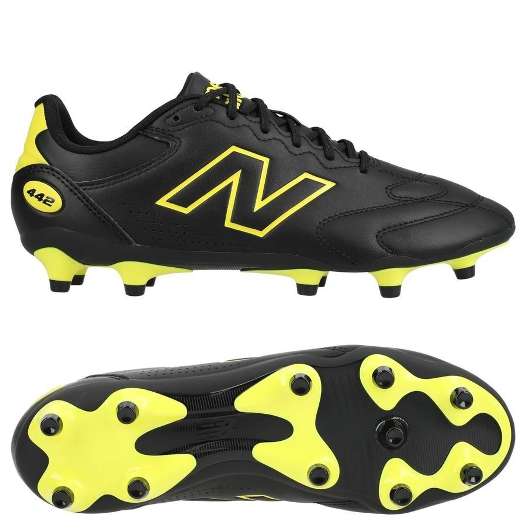 New Balance Unisex 442 Team FG V3 in Black/Yellow Synthetic