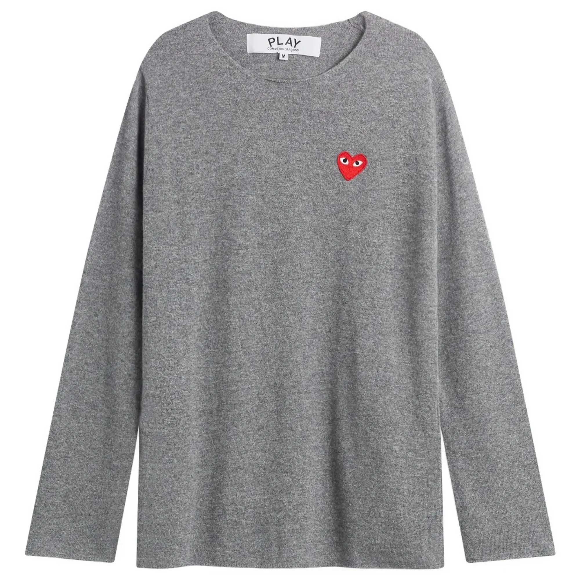 Comme des Garçons Play U Sweater Red Emblem Knit Mid Grey
