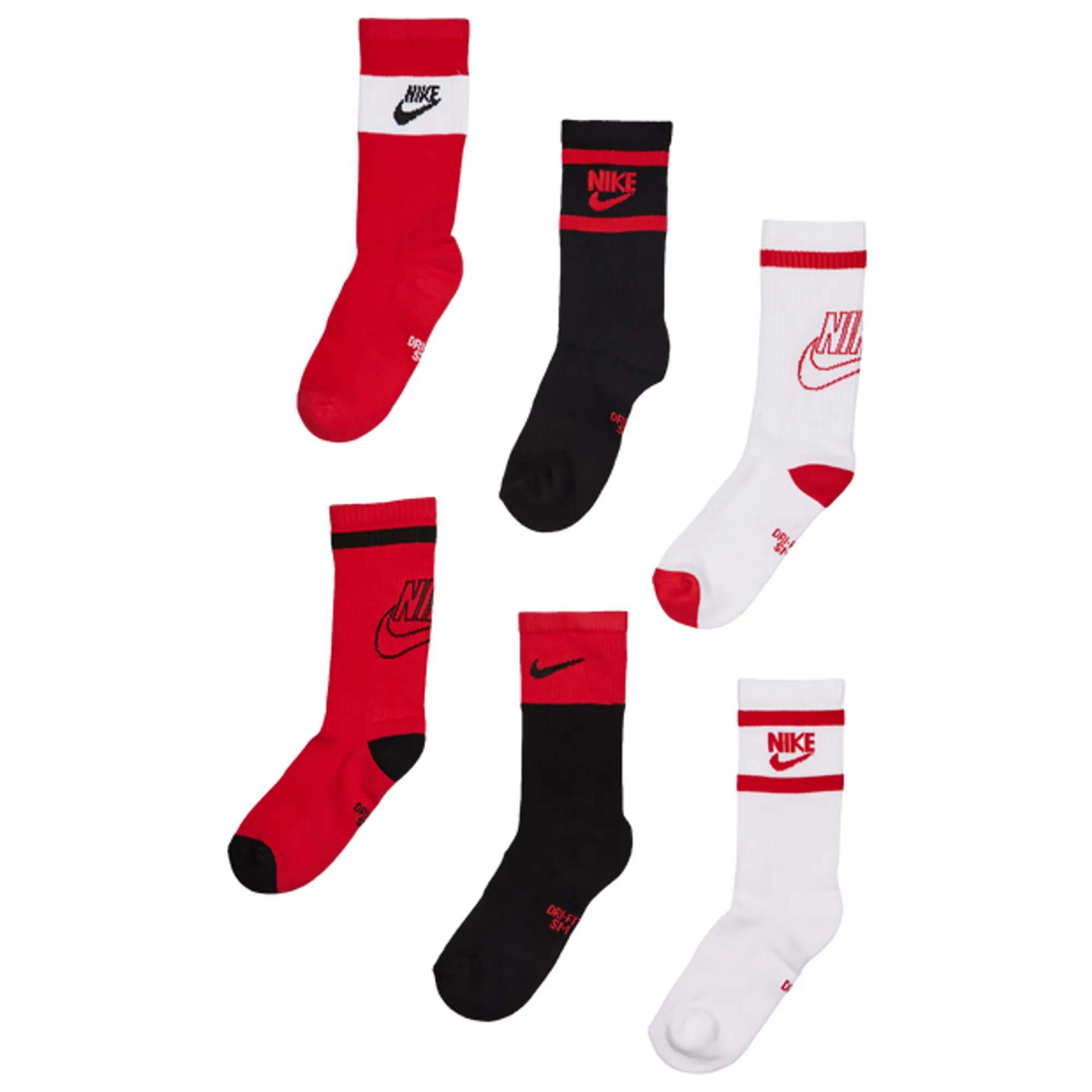 Nike Kids Crew 6 Pack Unisex Socks - White