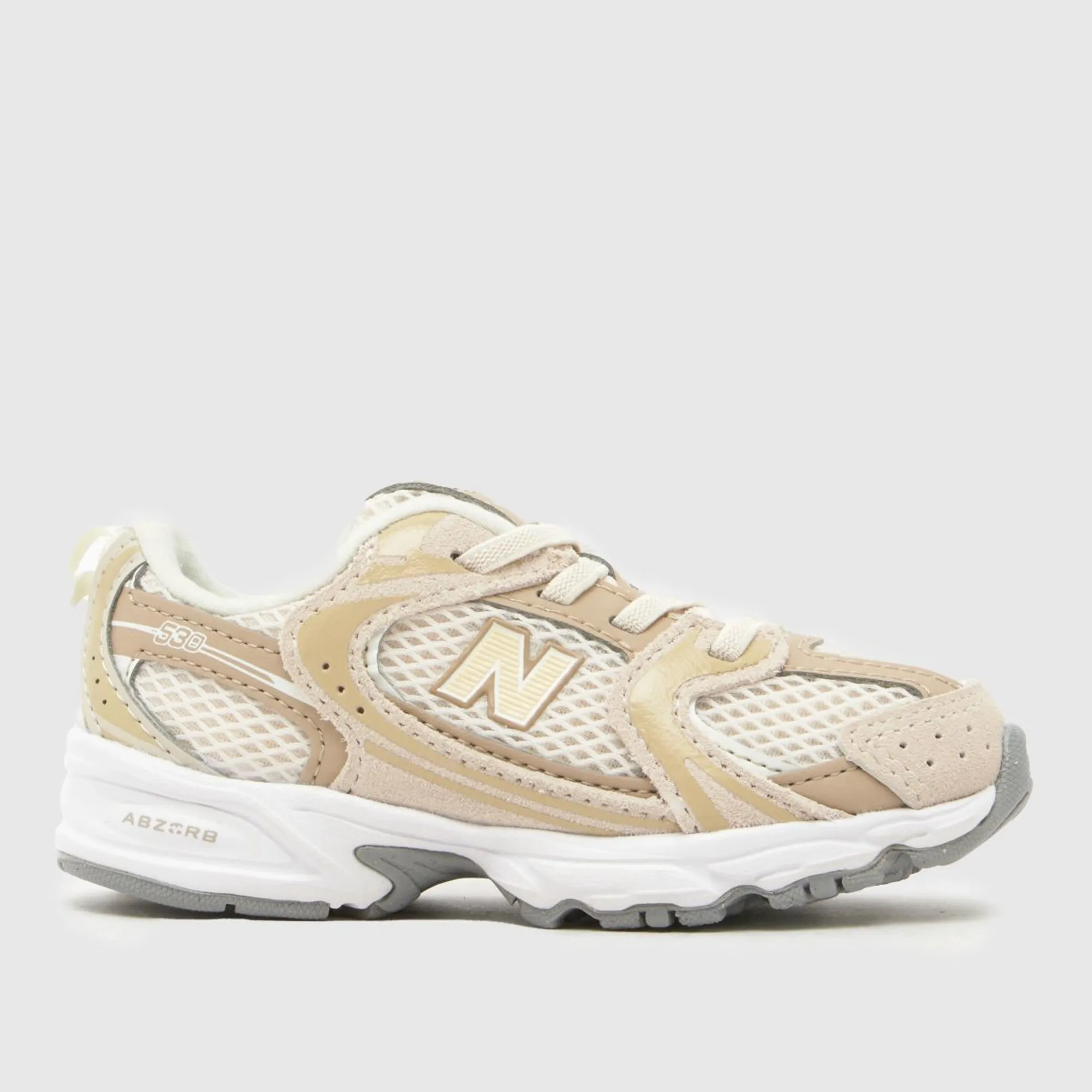 New Balance Infants 530 Bungee Lace in Beige/Brown Leather