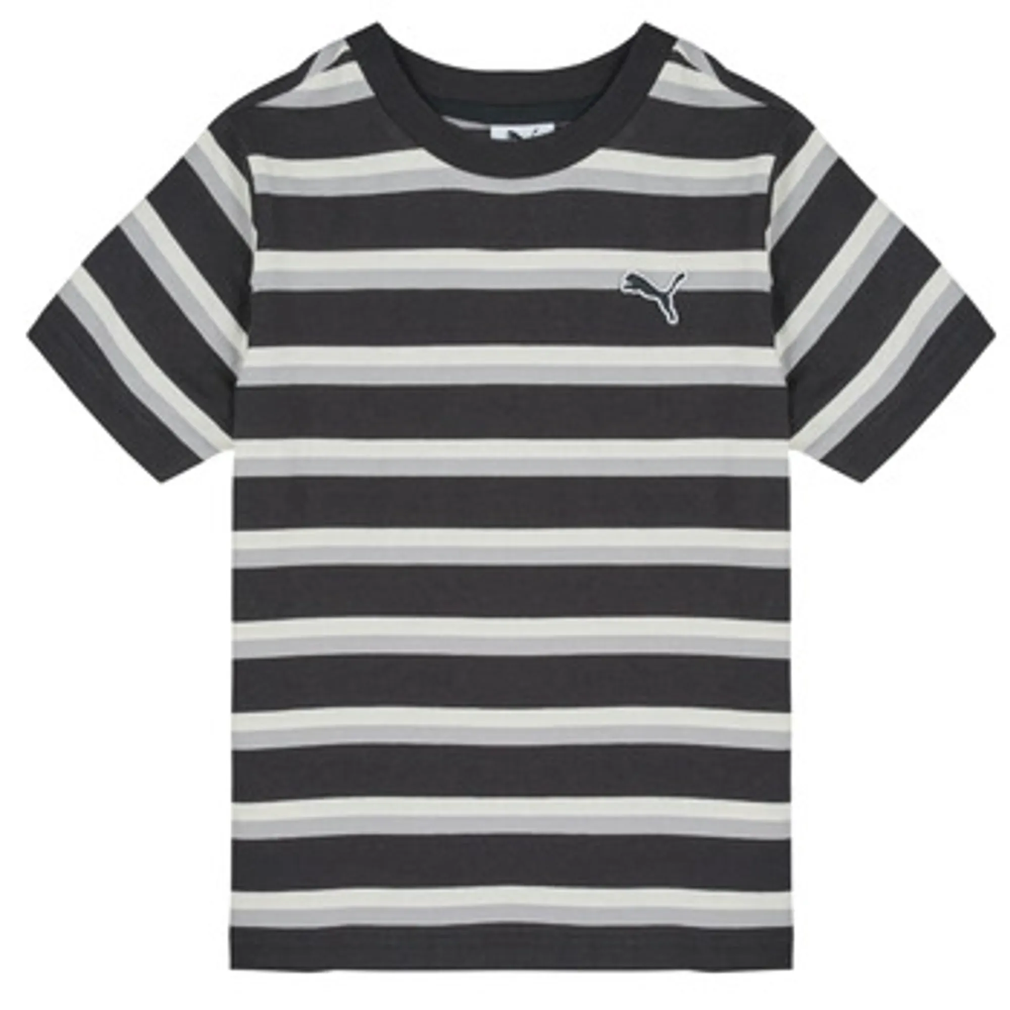 Puma  ESS Striped  boys's Children's T shirt in Black