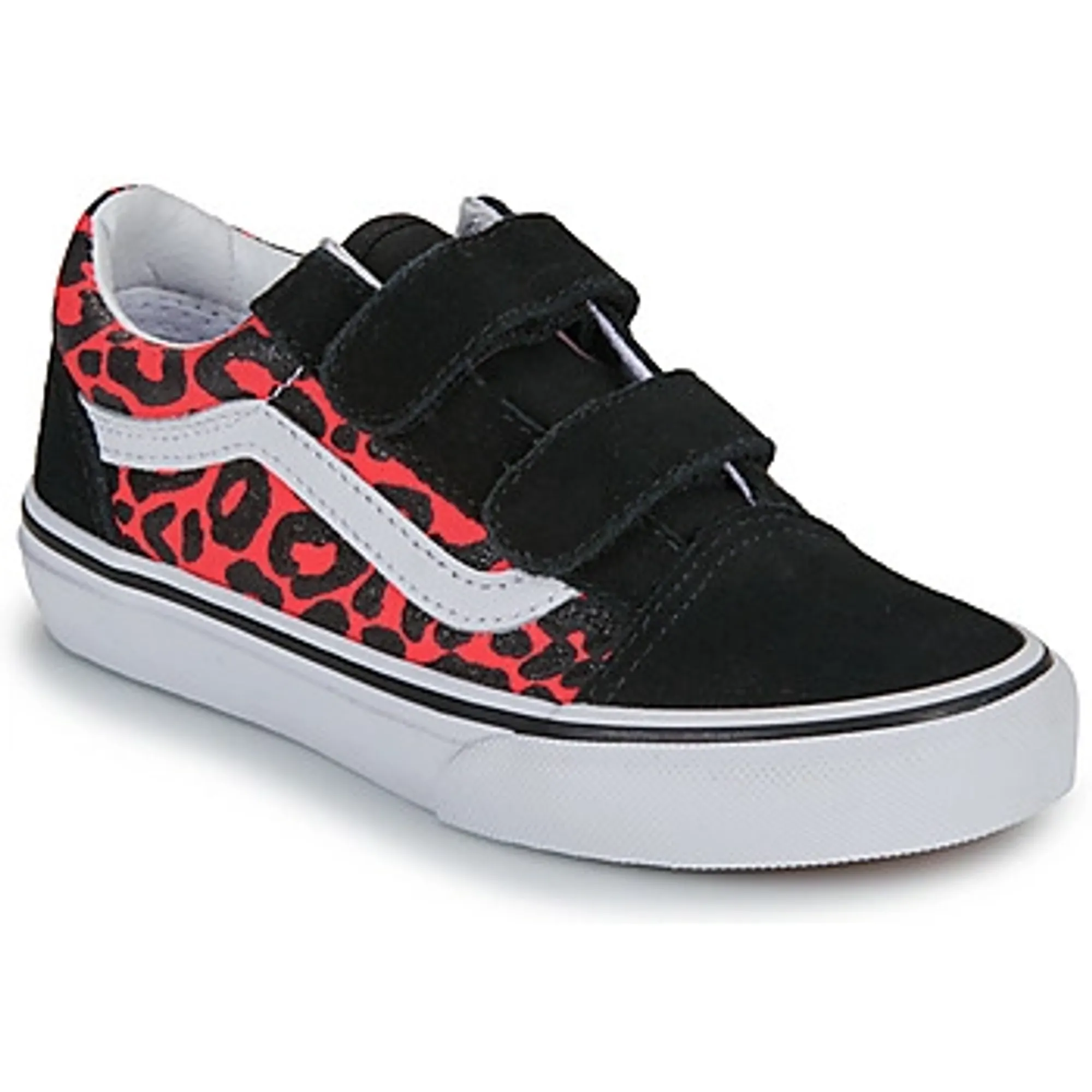 Vans  Old Skool V GLITTER LEOPARD Diva Pink  girls's Children's Shoes (Trainers) in Black